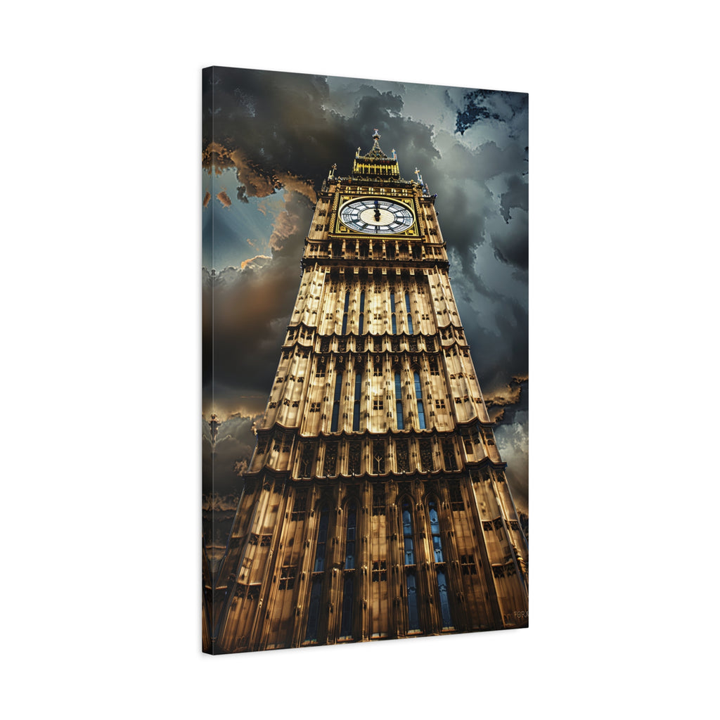 Big Ben London Canvas Wall Art — Dramatic Clock Tower Stretched Canvas