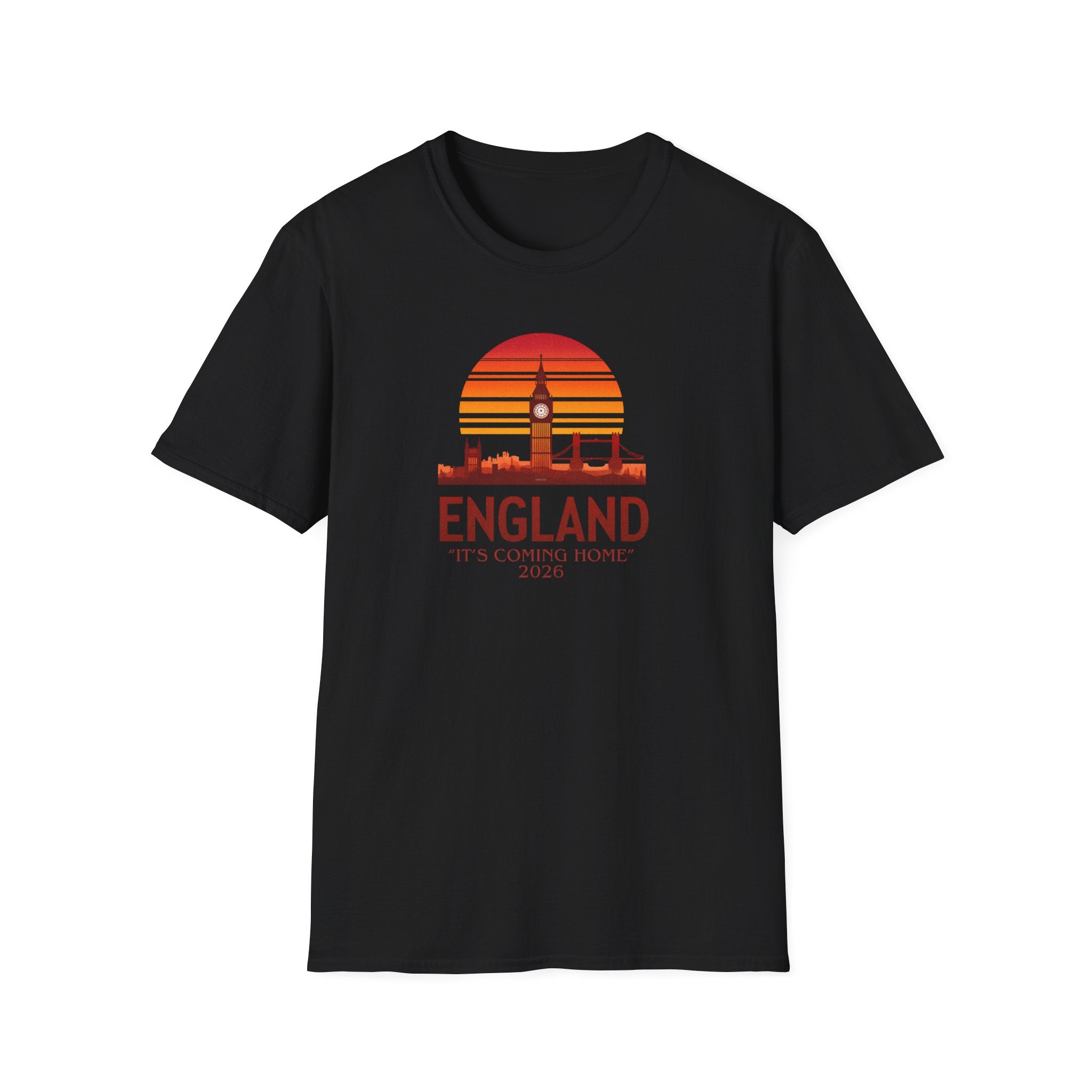 England Skyline World Cup 2026 T‑Shirt — "England It's Coming Home" Retro Sunset Tee