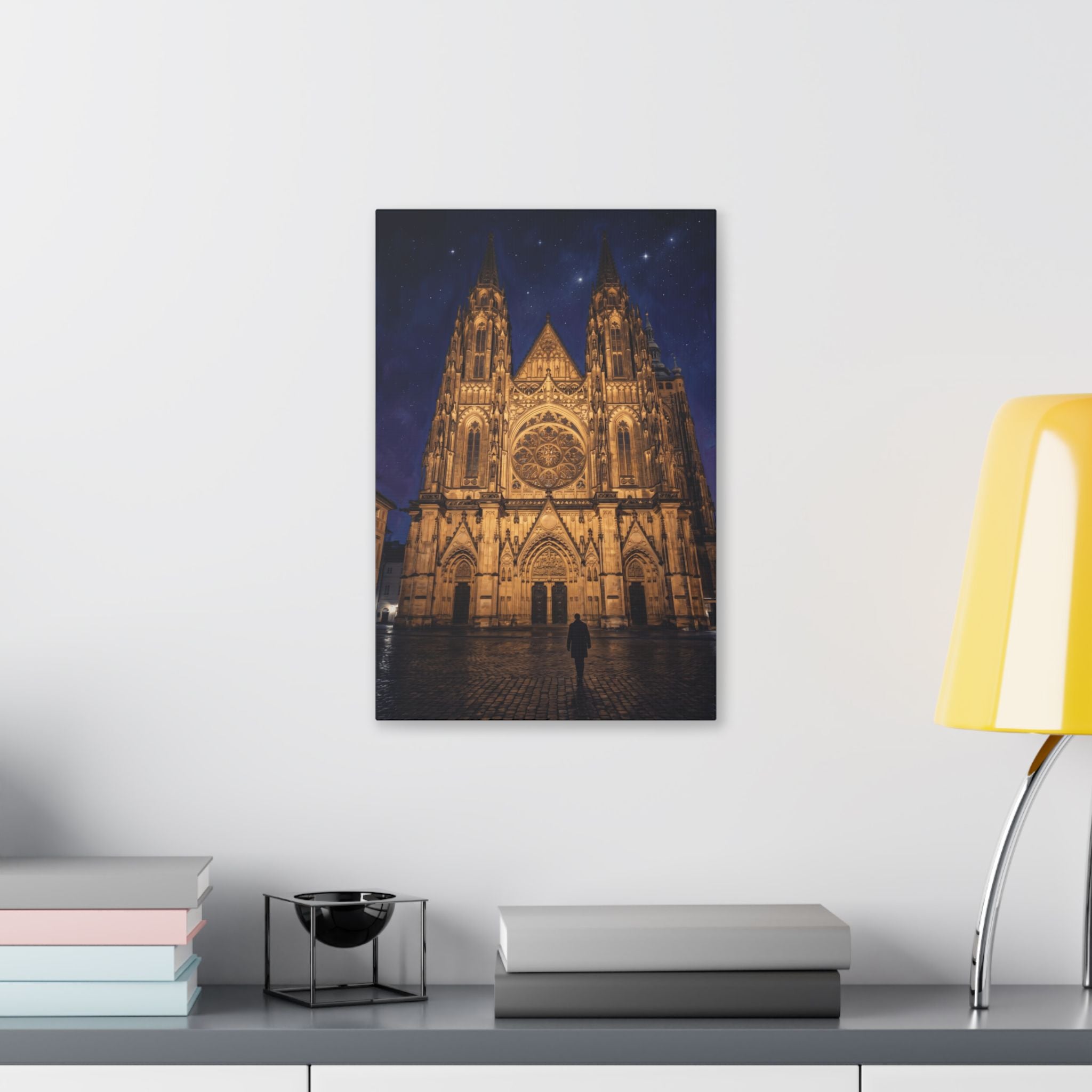 Prague St Vitus Gothic Cathedral Nightscape Canvas
