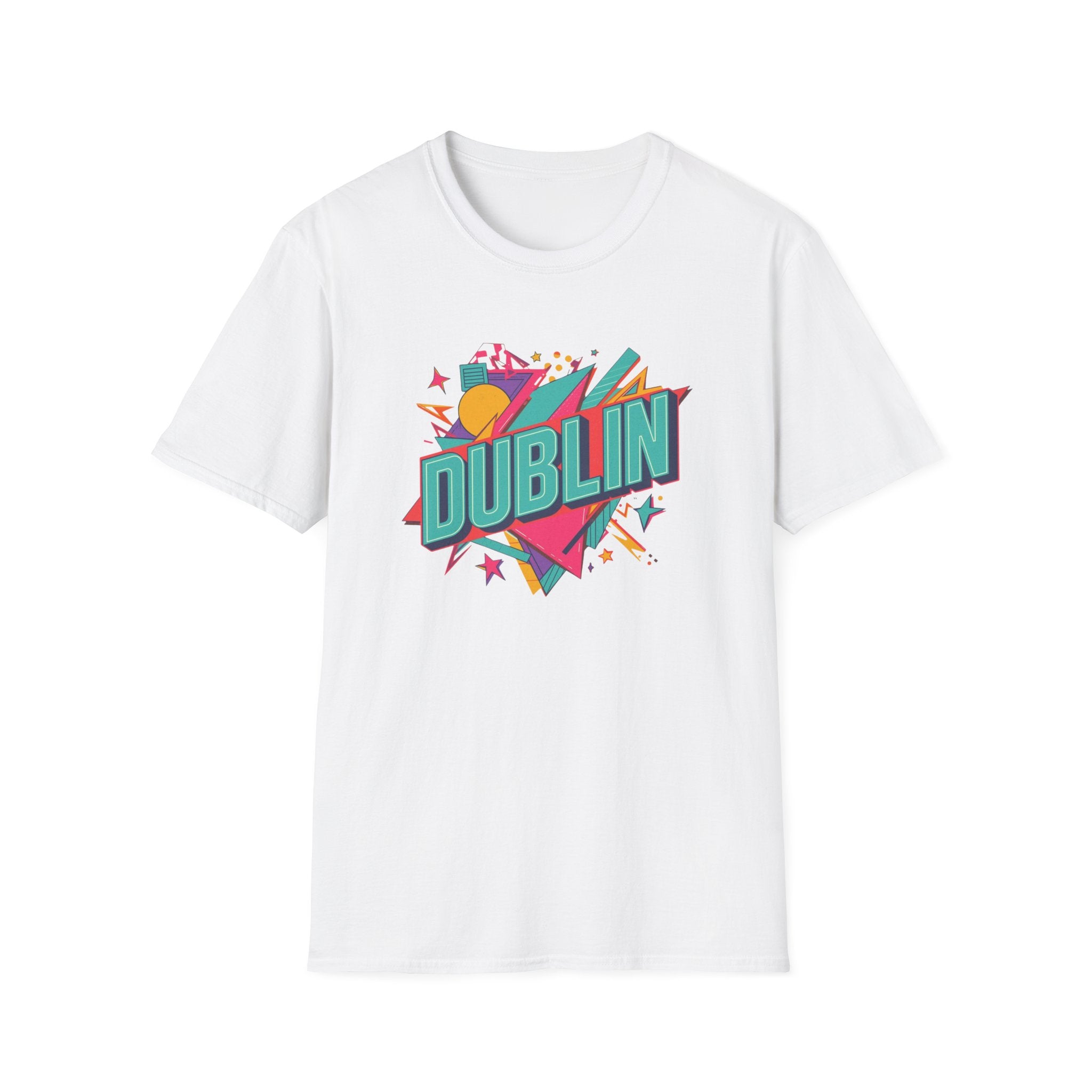 Dublin Retro Graphic T-Shirt — Bright 80s Style City Souvenir