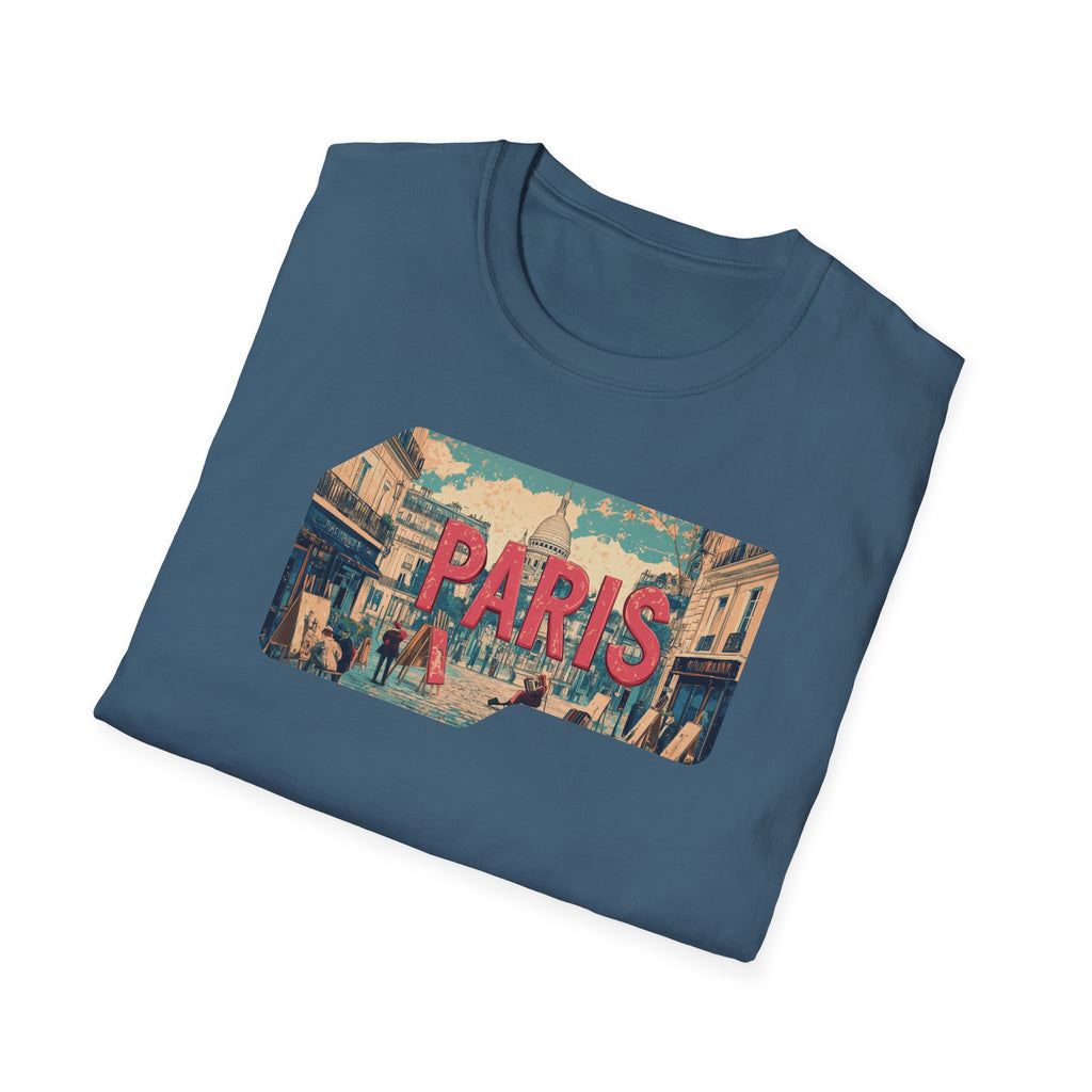 Paris Retro Street Scene T-Shirt | Vintage Parisian Graphic