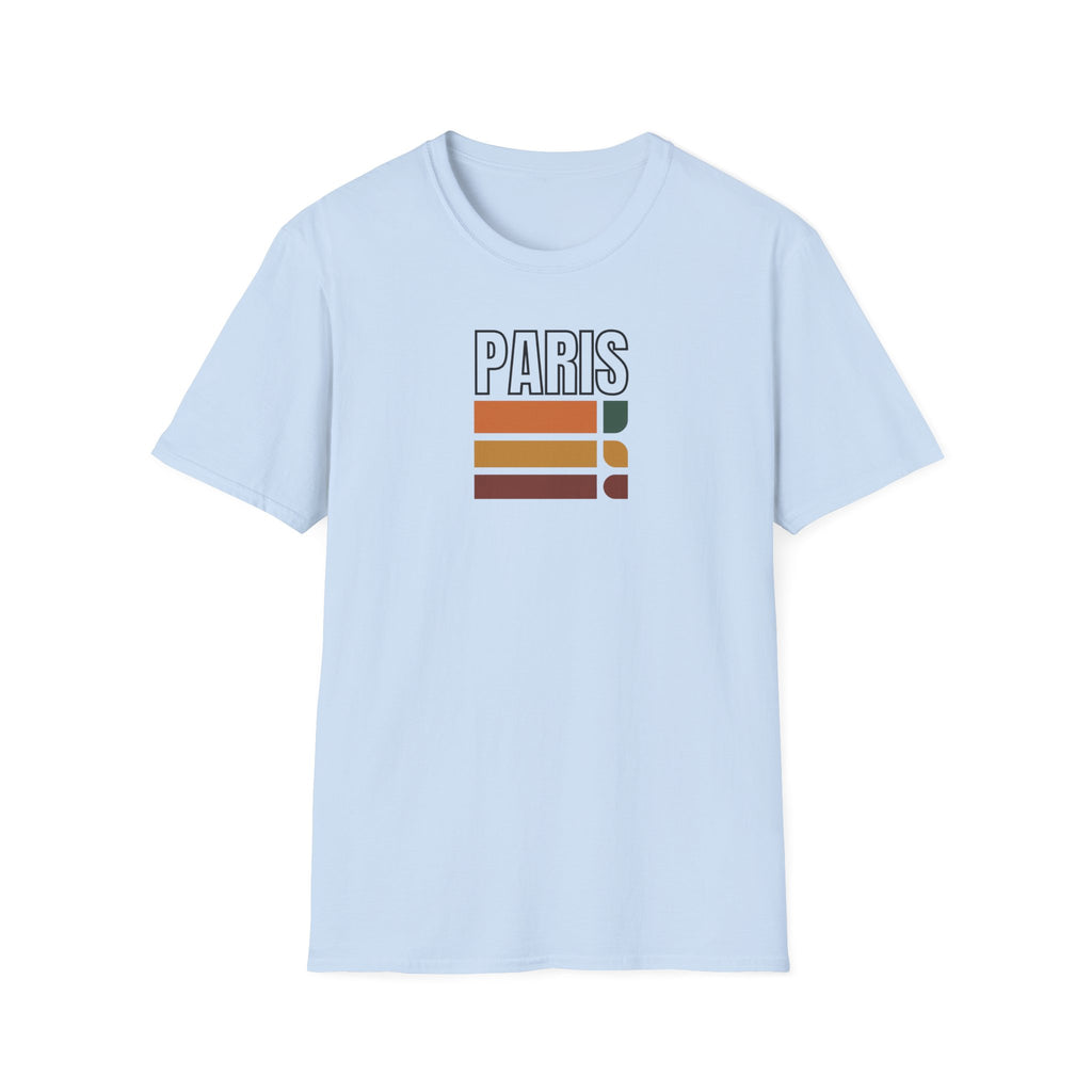 Paris Retro Stripes T-Shirt | Vintage Skyline Bars, Minimal Graphic