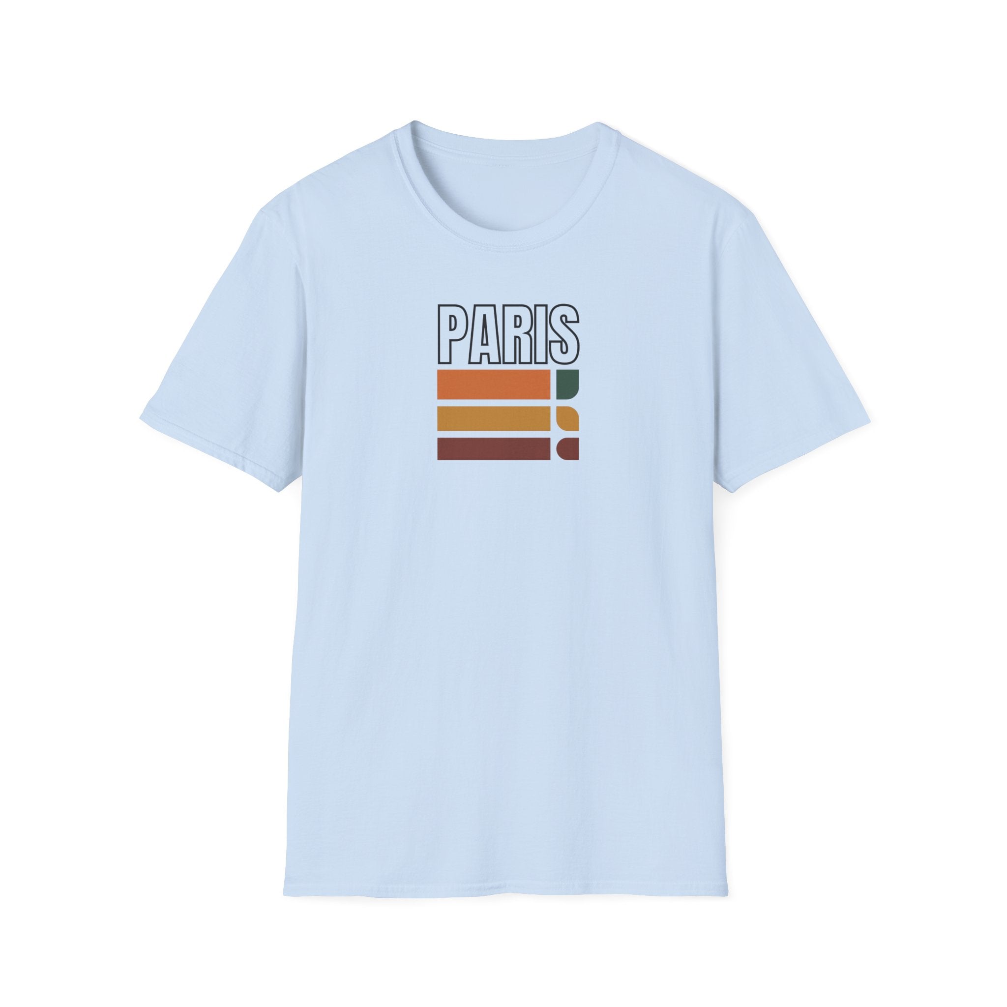 Paris Retro Stripes T-Shirt | Vintage Skyline Bars, Minimal Graphic