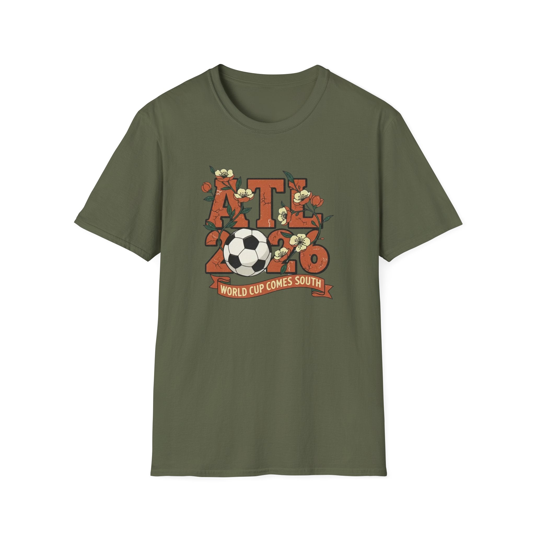Atlanta (ATL) World Cup 2030 Soccer T-Shirt — "World Cup Comes South" Retro Design