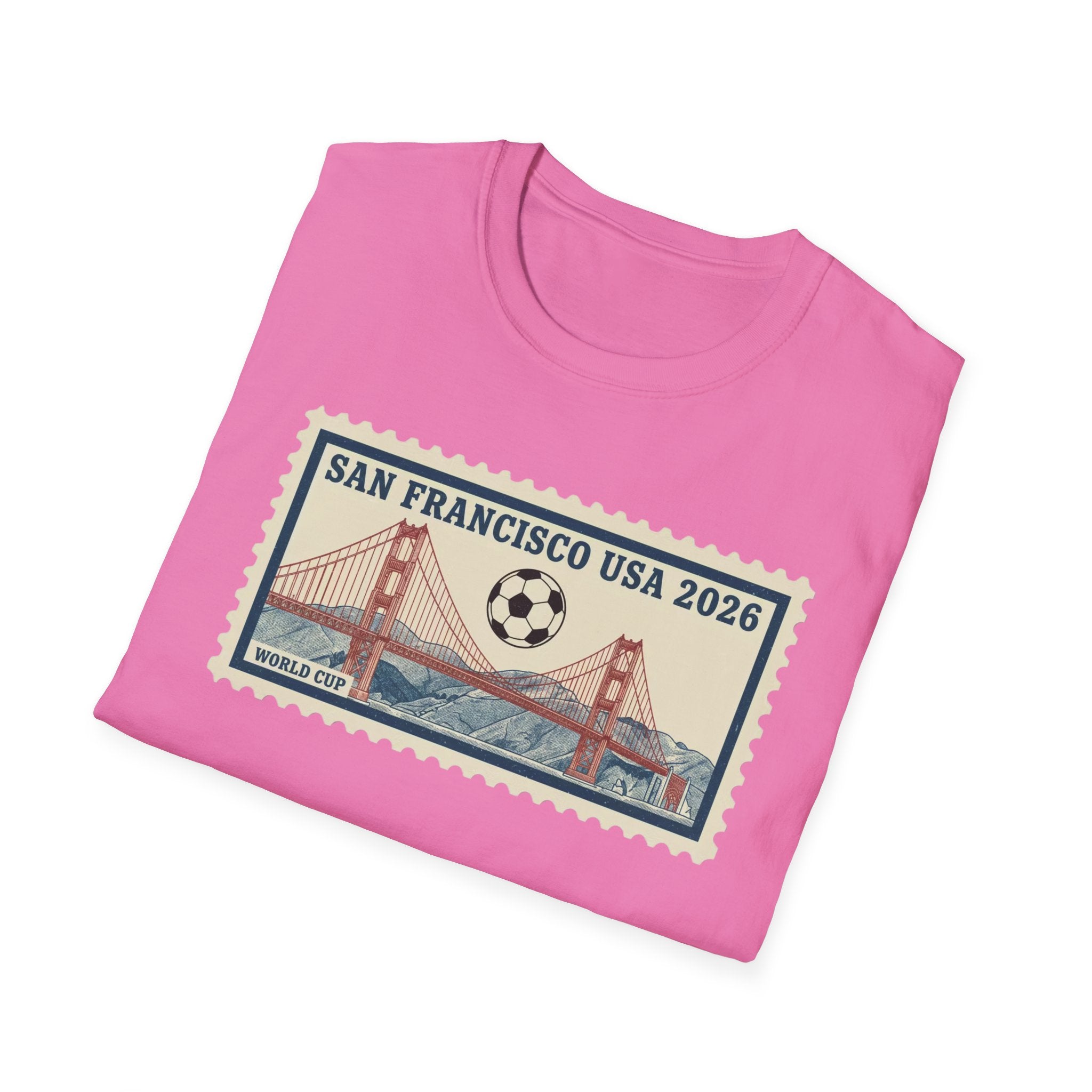 San Francisco 2026 Golden Gate Stamp T-Shirt — Vintage Soccer Postage Design