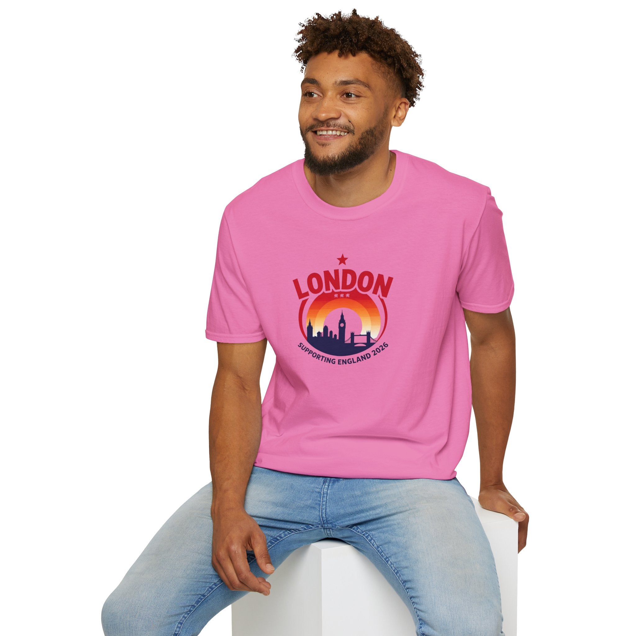 London Skyline World Cup 3 Lions T-Shirt — Supporting England 2026 Sunset Graphic