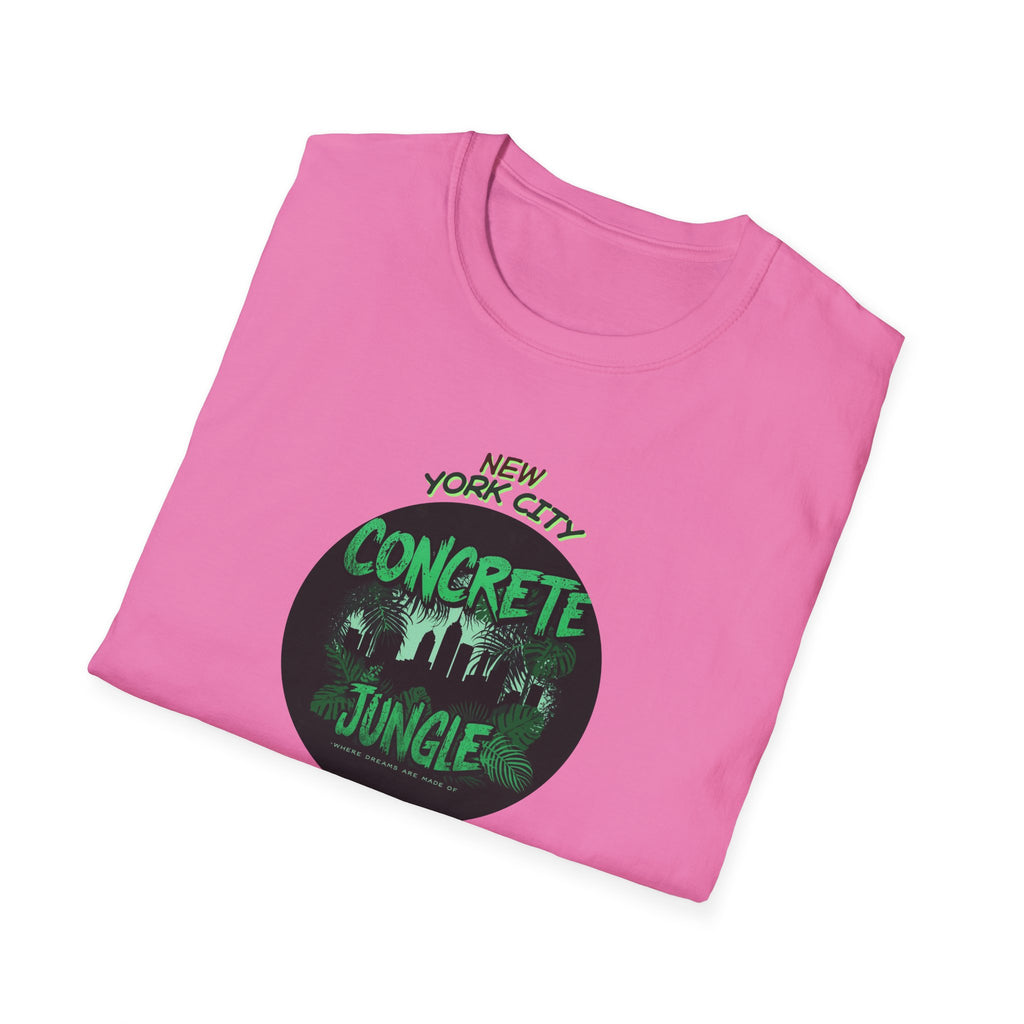 New York City Concrete Jungle T-Shirt | Skyline Silhouette, Green Badge