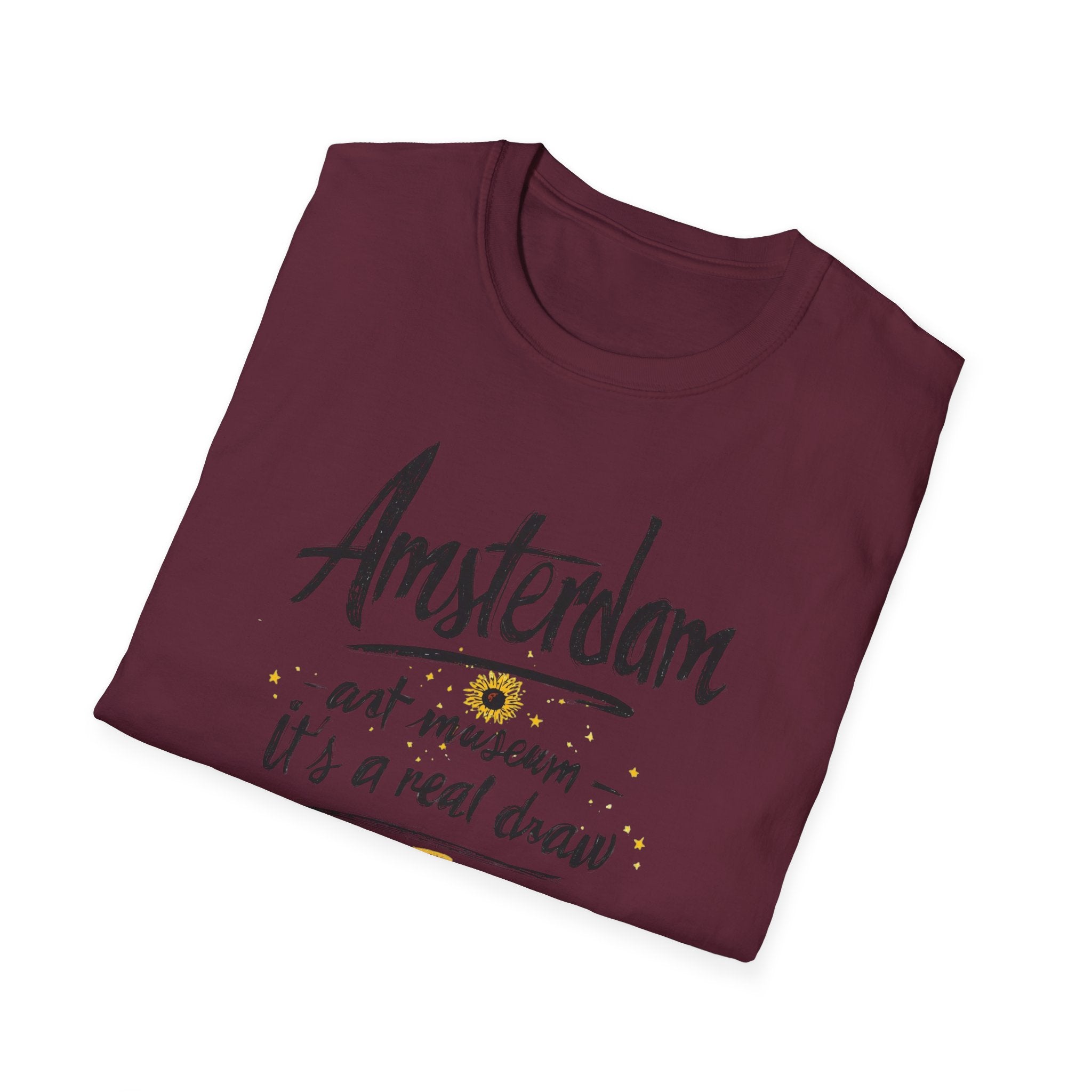 Amsterdam Art Museum T-Shirt — "Amsterdam" Script Graphic with "art museum — it’s a real draw"