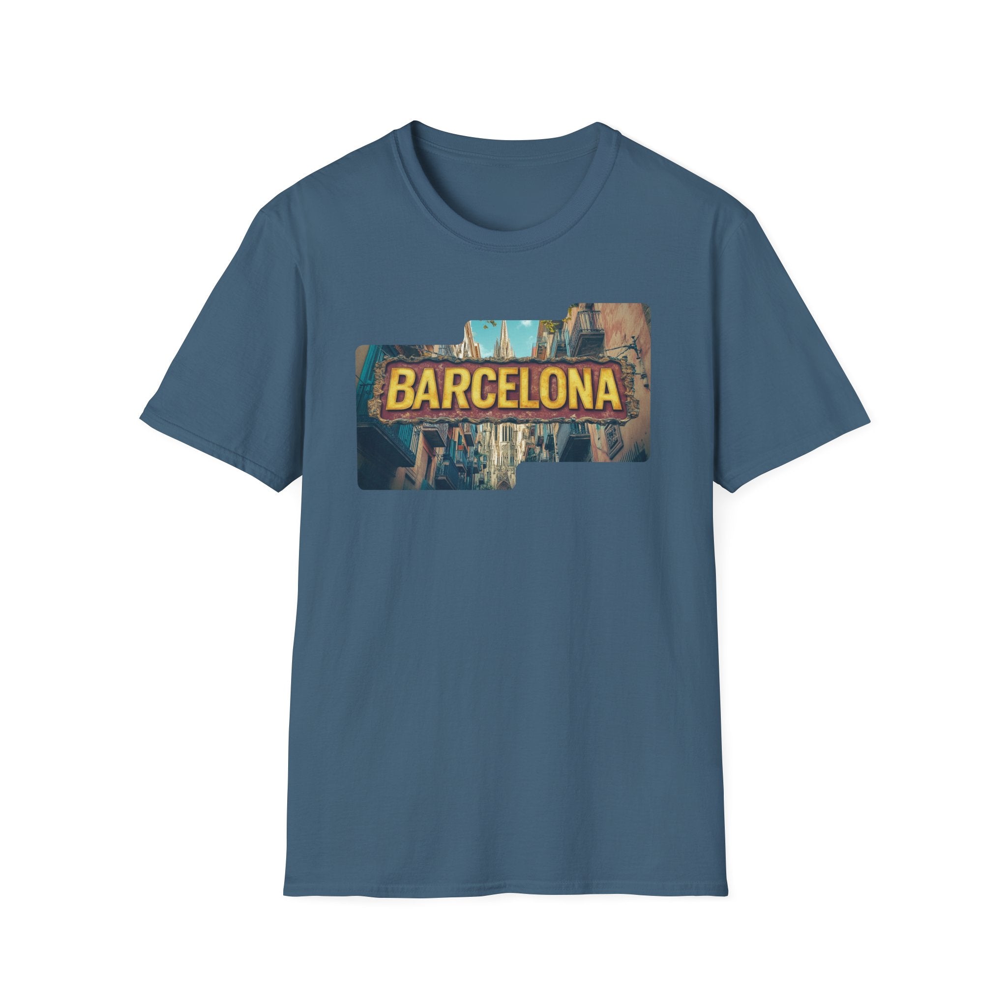 Barcelona Cityscape T-Shirt | Vintage Sign Travel Tee