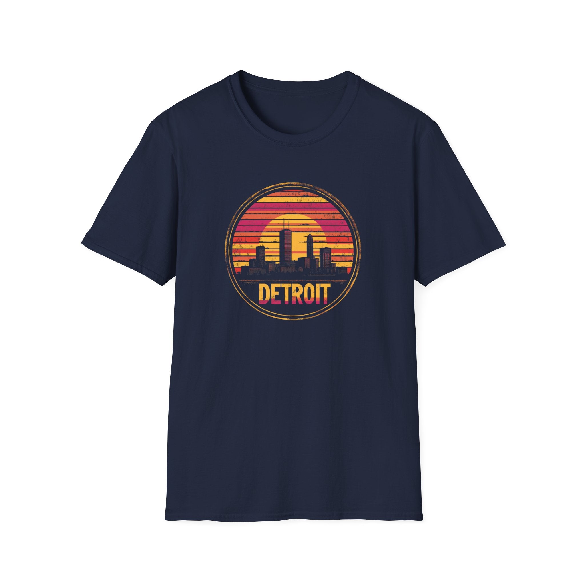Detroit Skyline Tee — Retro Sunset Cityscape T-Shirt