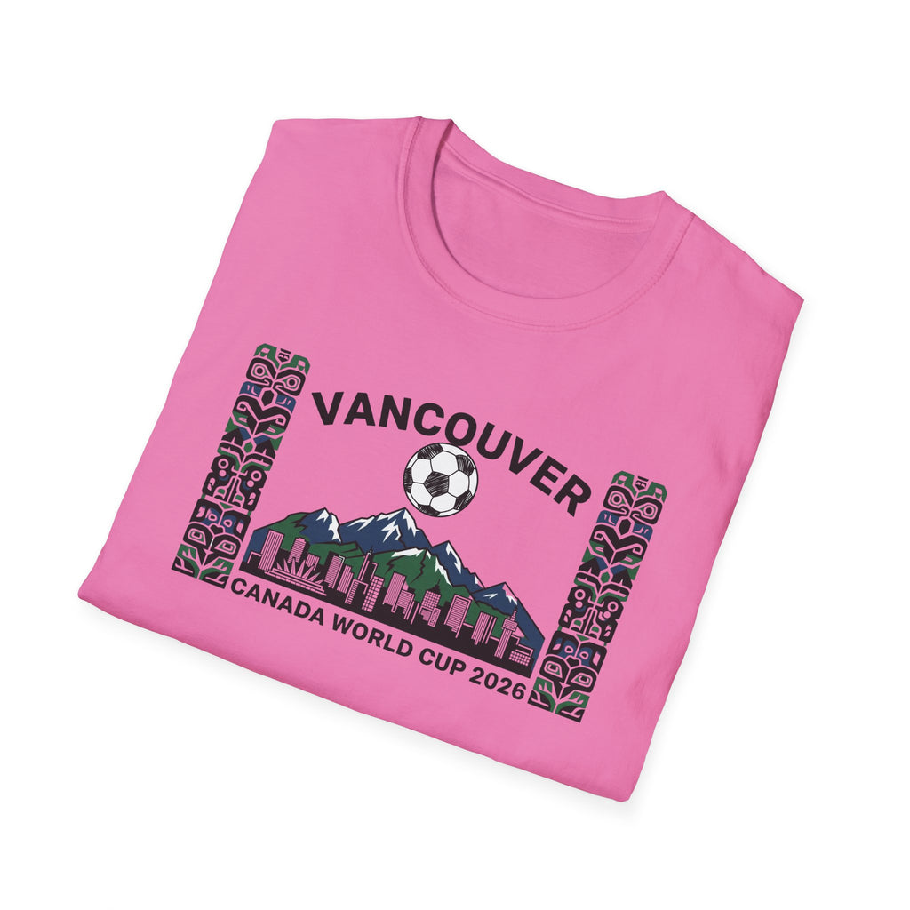 Vancouver Canada World Cup 2026 Soccer T-Shirt — City Skyline & Indigenous Pattern
