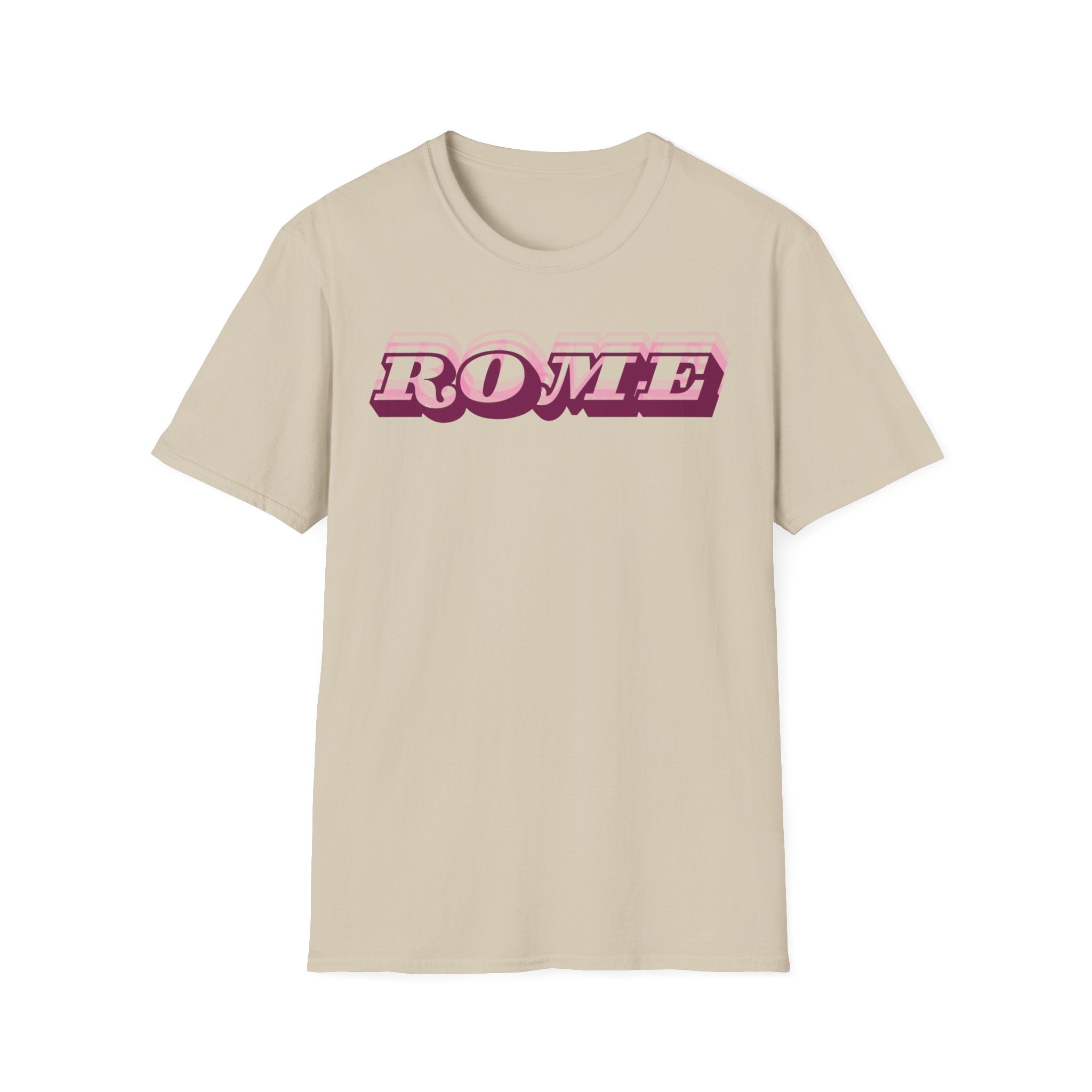 ROME 3D Retro Text T-Shirt | Pink Ombre City Typography