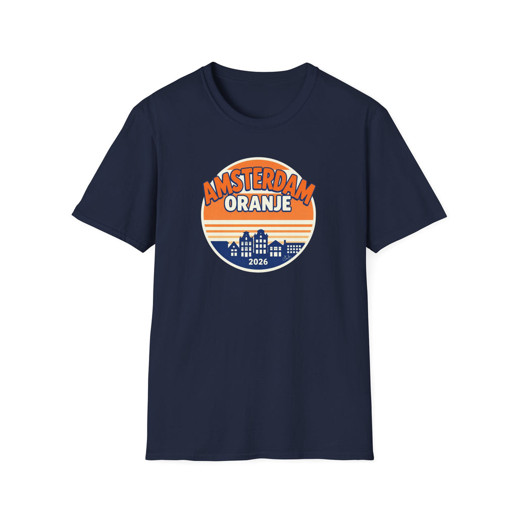 Amsterdam Oranje Vintage Skyline T-Shirt — 2026 Dutch Pride Tee