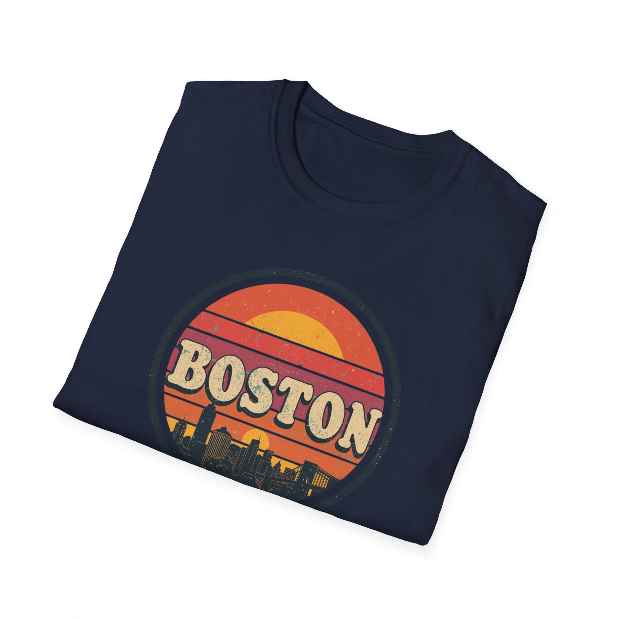 Boston Sunset Skyline T-Shirt — Vintage Retro City Tee