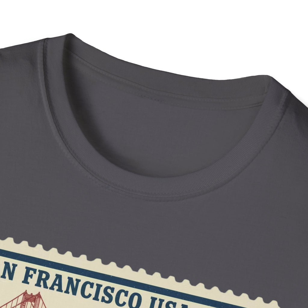 San Francisco 2026 Golden Gate Stamp T-Shirt — Vintage Soccer Postage Design