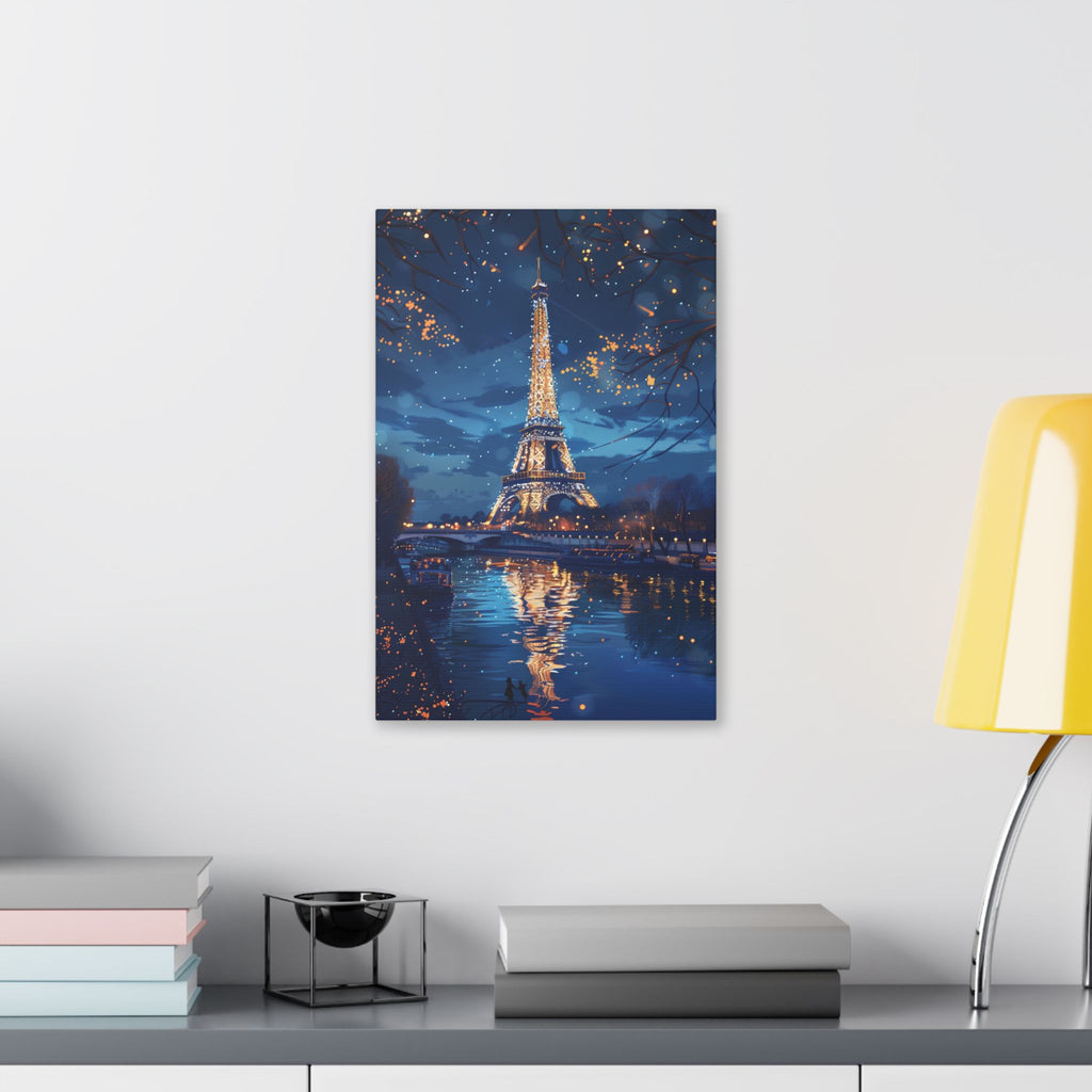 Eiffel Tower Night Canvas — Paris Skyline Stretched Wall Art