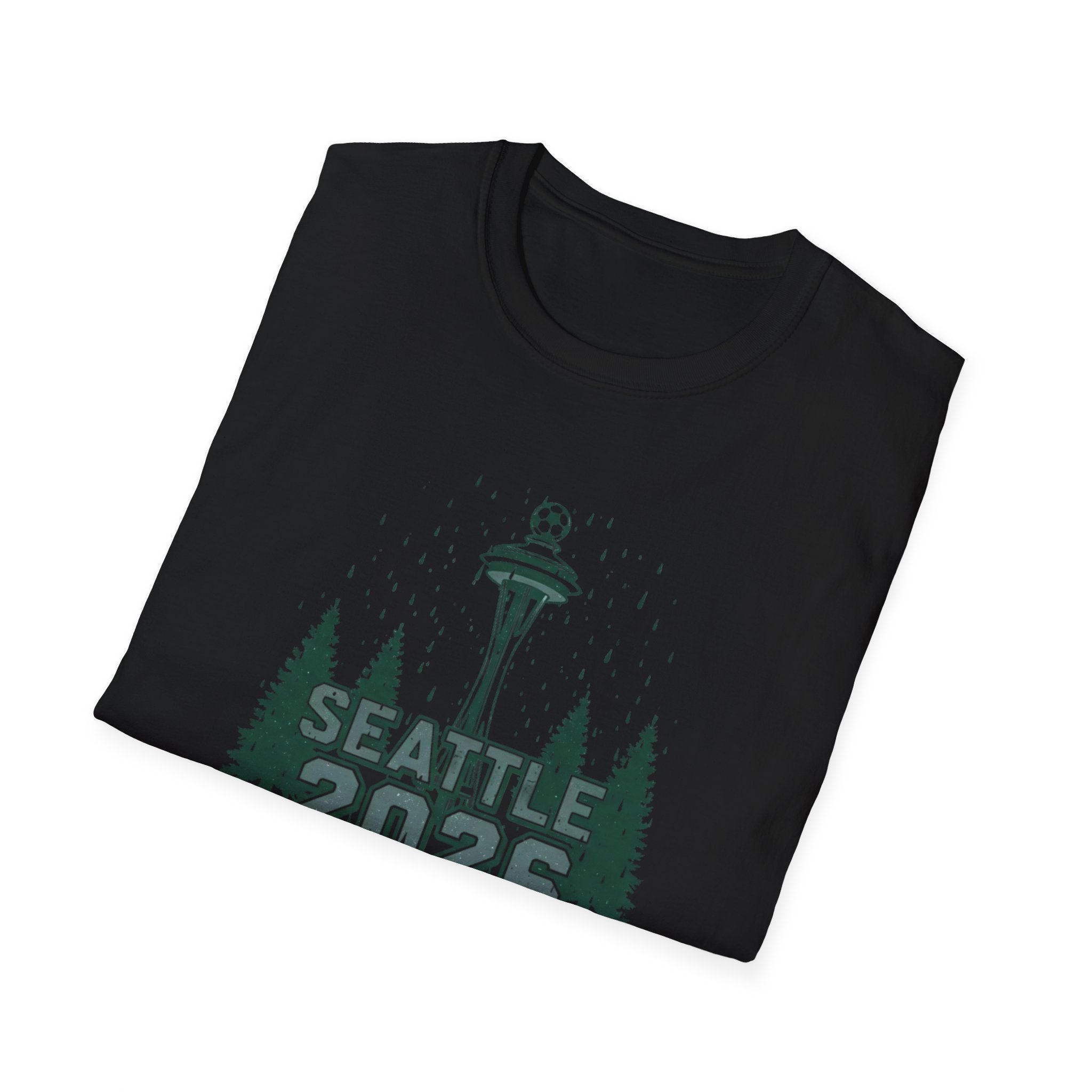 Seattle 2026 Souvenir T-Shirt — Space Needle & Pine Trees Travel Tee