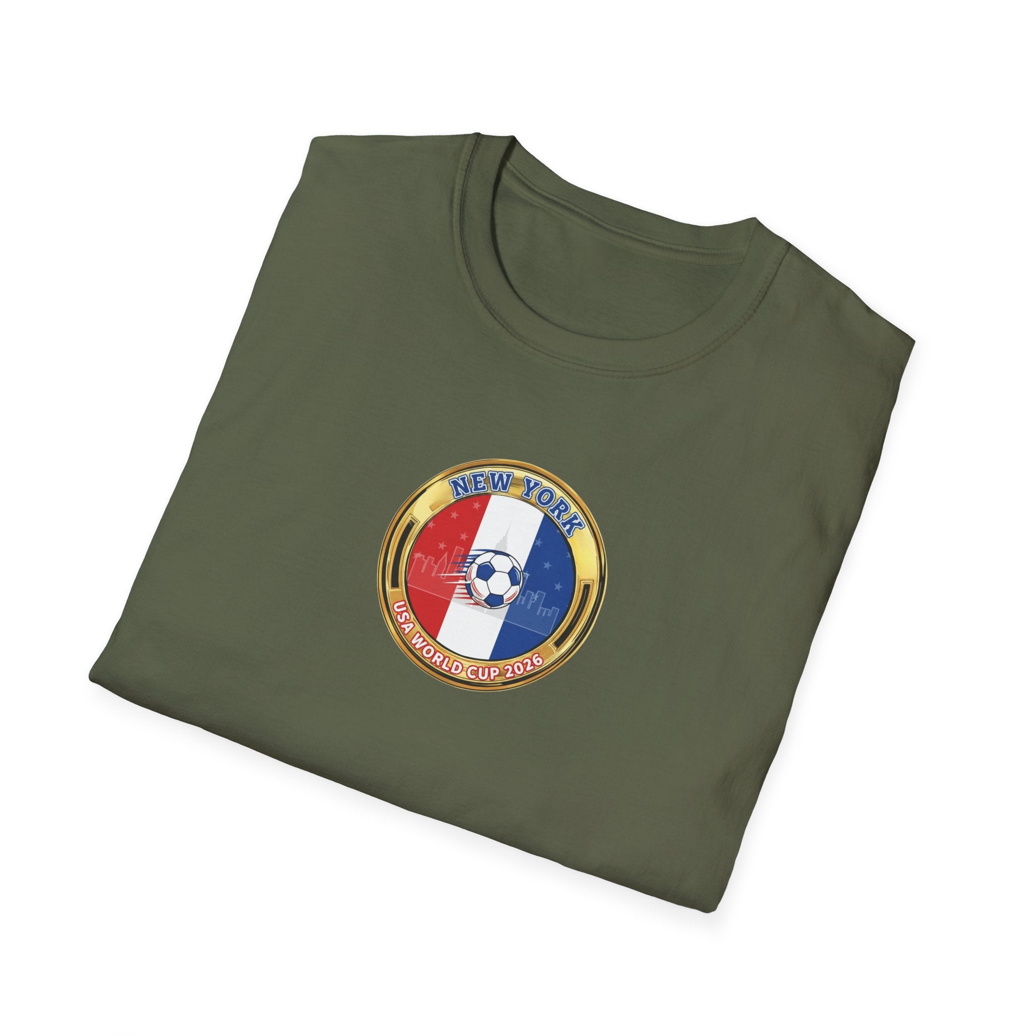 New York Host City World Cup 2026 Soccer Crest T-Shirt — Flag Emblem Football Tee