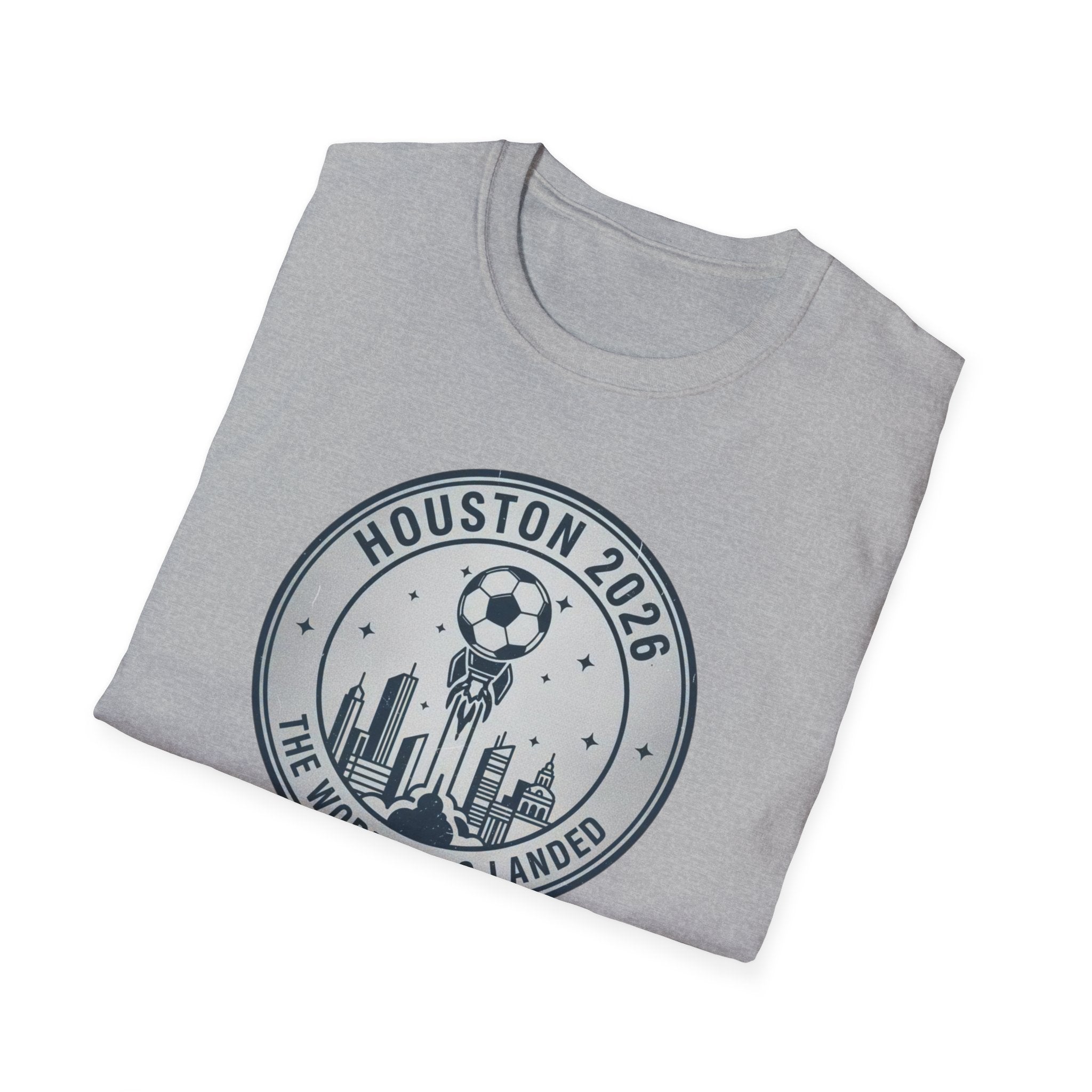 Houston 2026 Soccer Tee — "The World Has Landed" City Crest