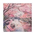 Tokyo Chidorigafuchi - Cherry Blossom Canal Stretched Canvas — Pink Sakura Wall Art