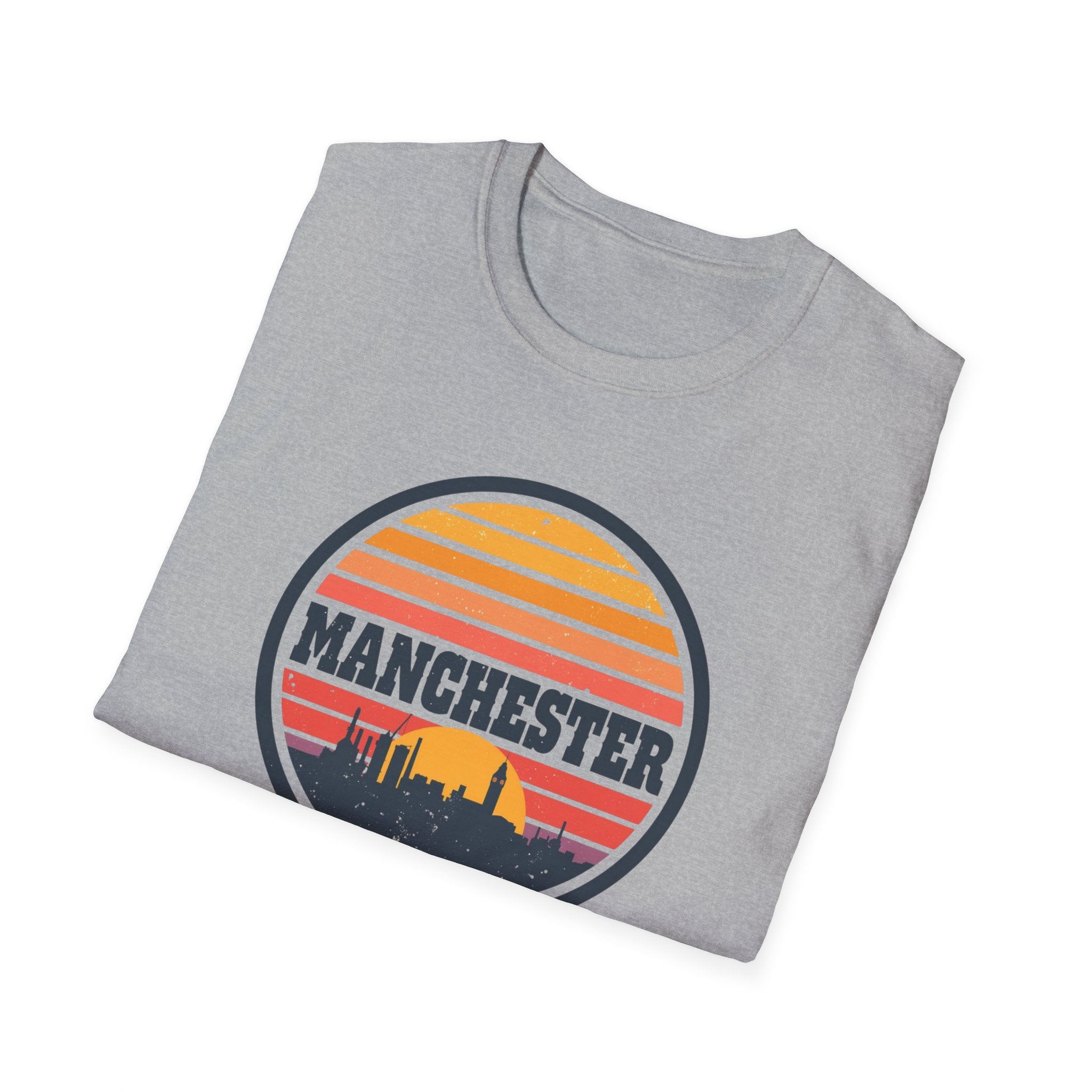 Manchester Skyline T‑Shirt — Retro Sunset City Tee