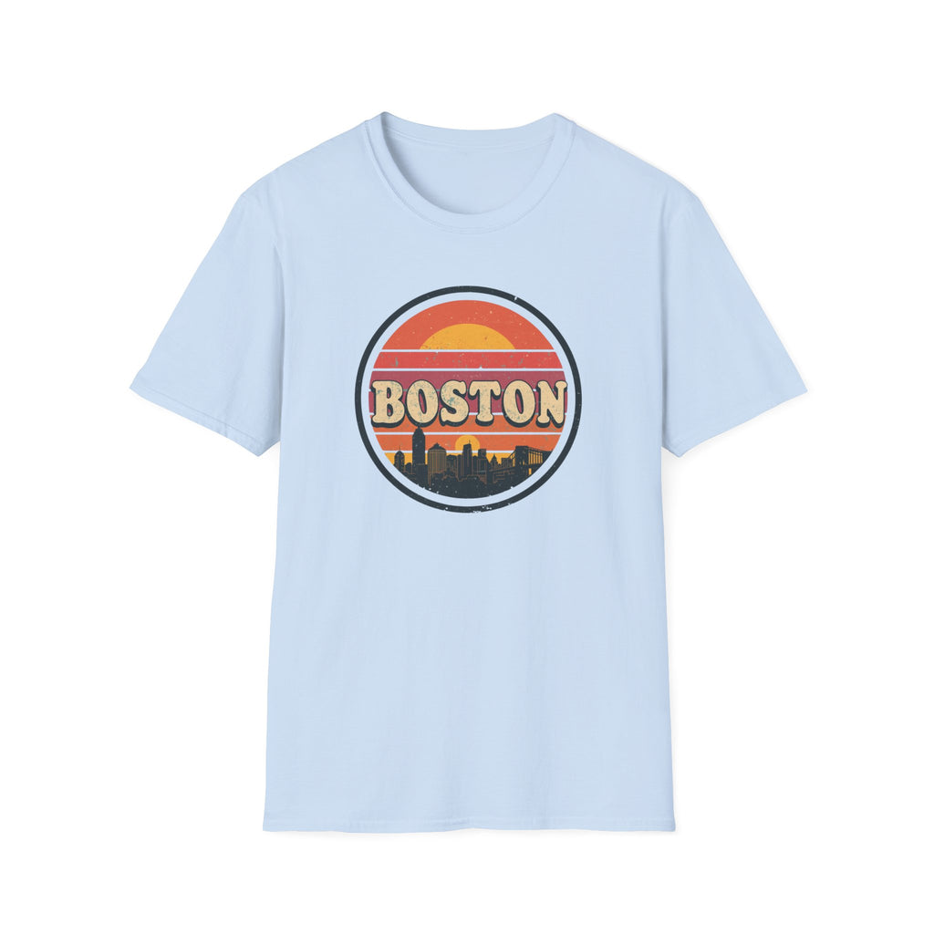 Boston Sunset Skyline T-Shirt — Vintage Retro City Tee