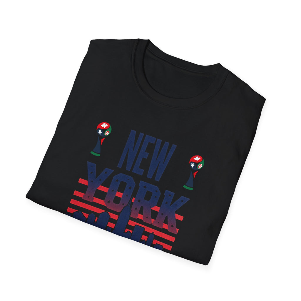 New York USA World Cup 2026 T-Shirt — American Flag Skyline Soccer Tee