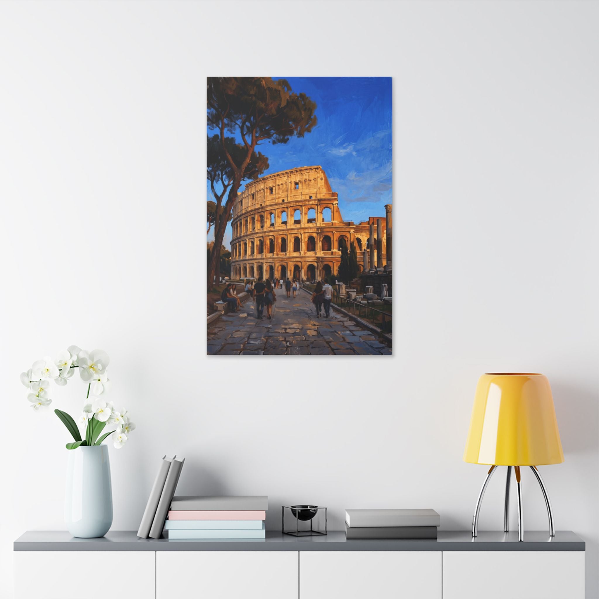 Colosseum Sunset Stretched Canvas — Roman Landmark Wall Art