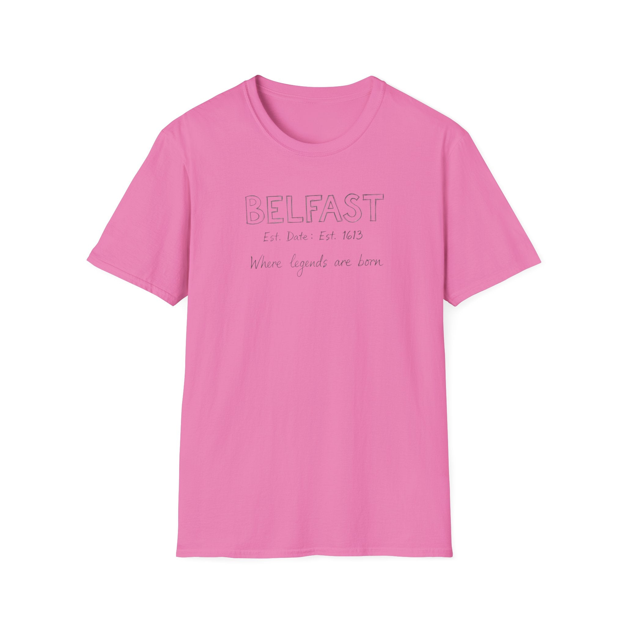 Belfast Handwritten Script T‑Shirt — 'Belfast: Let Love In' Minimal City Tee
