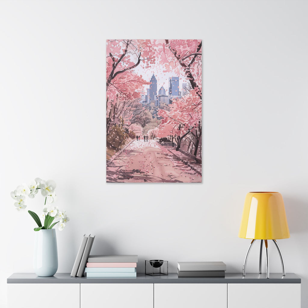 Atlanta Piedmont Park - Georgia - Cherry Blossom Cityscape Canvas - Bank of America Plaza
