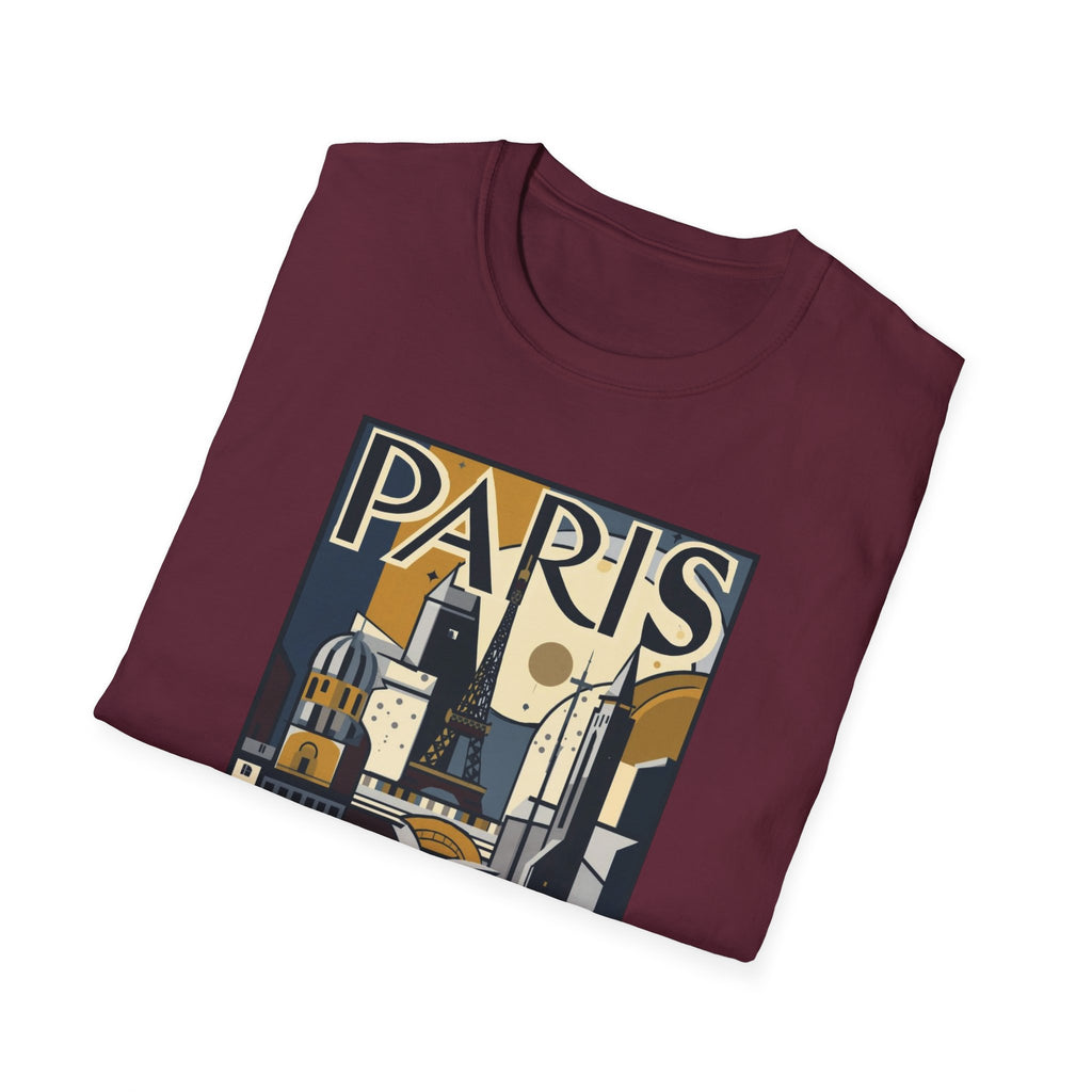 Paris Travel Poster T-Shirt — Retro Art Deco Cityscape Tee