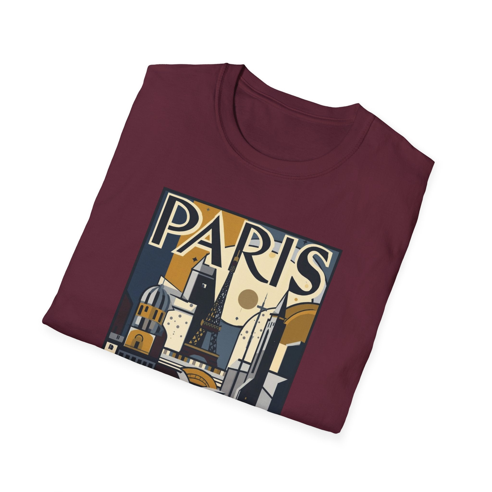 Paris Travel Poster T-Shirt — Retro Art Deco Cityscape Tee