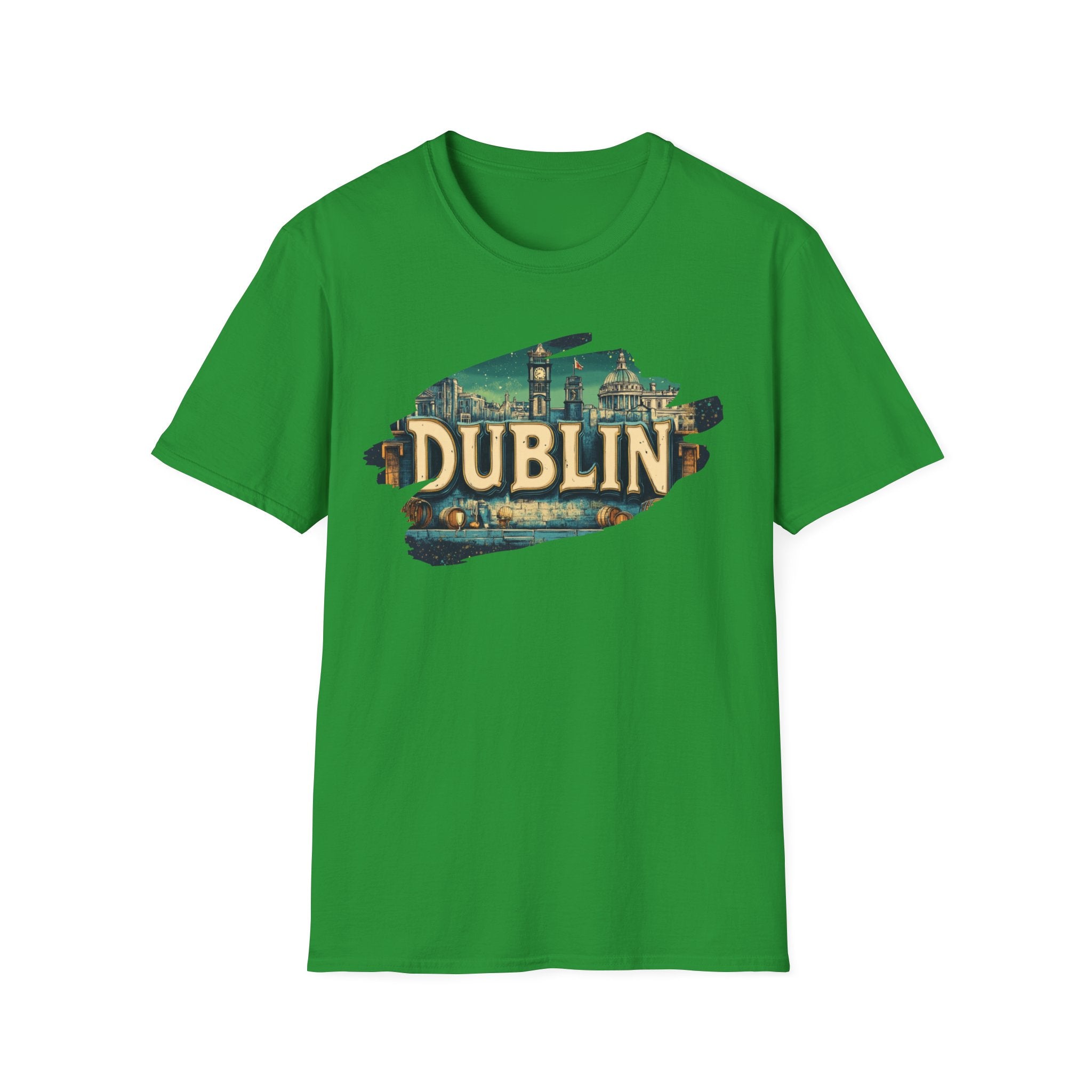 Dublin vintage travel collage T-Shirt | Irish city skyline, retro postcard style