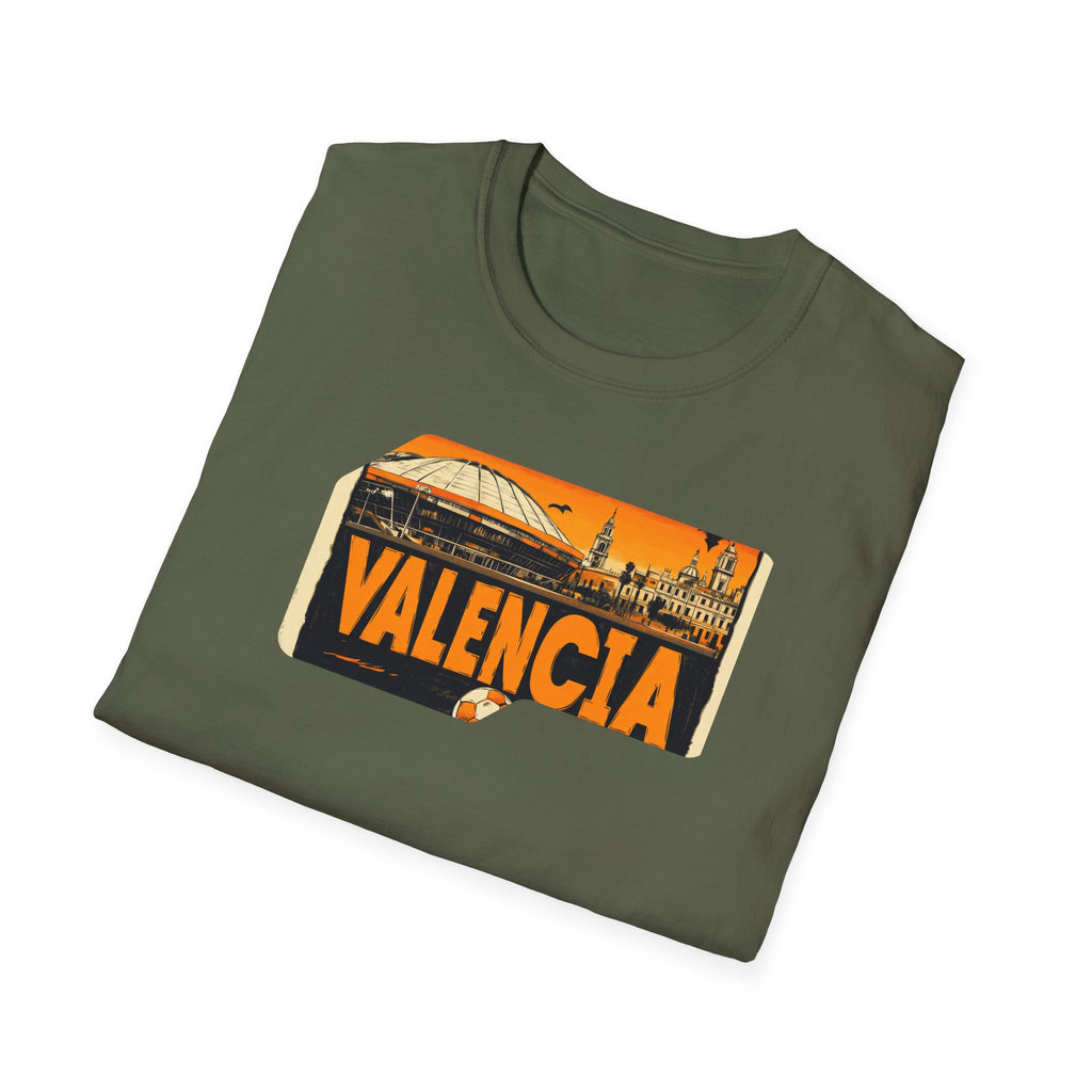Valencia postcard skyline T-Shirt | Retro cityscape, orange sunset