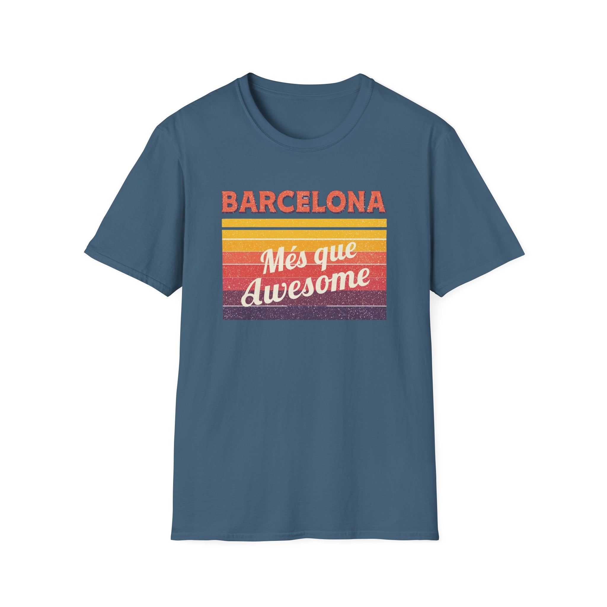 Barcelona "Més que Awesome" Retro Stripe T-Shirt