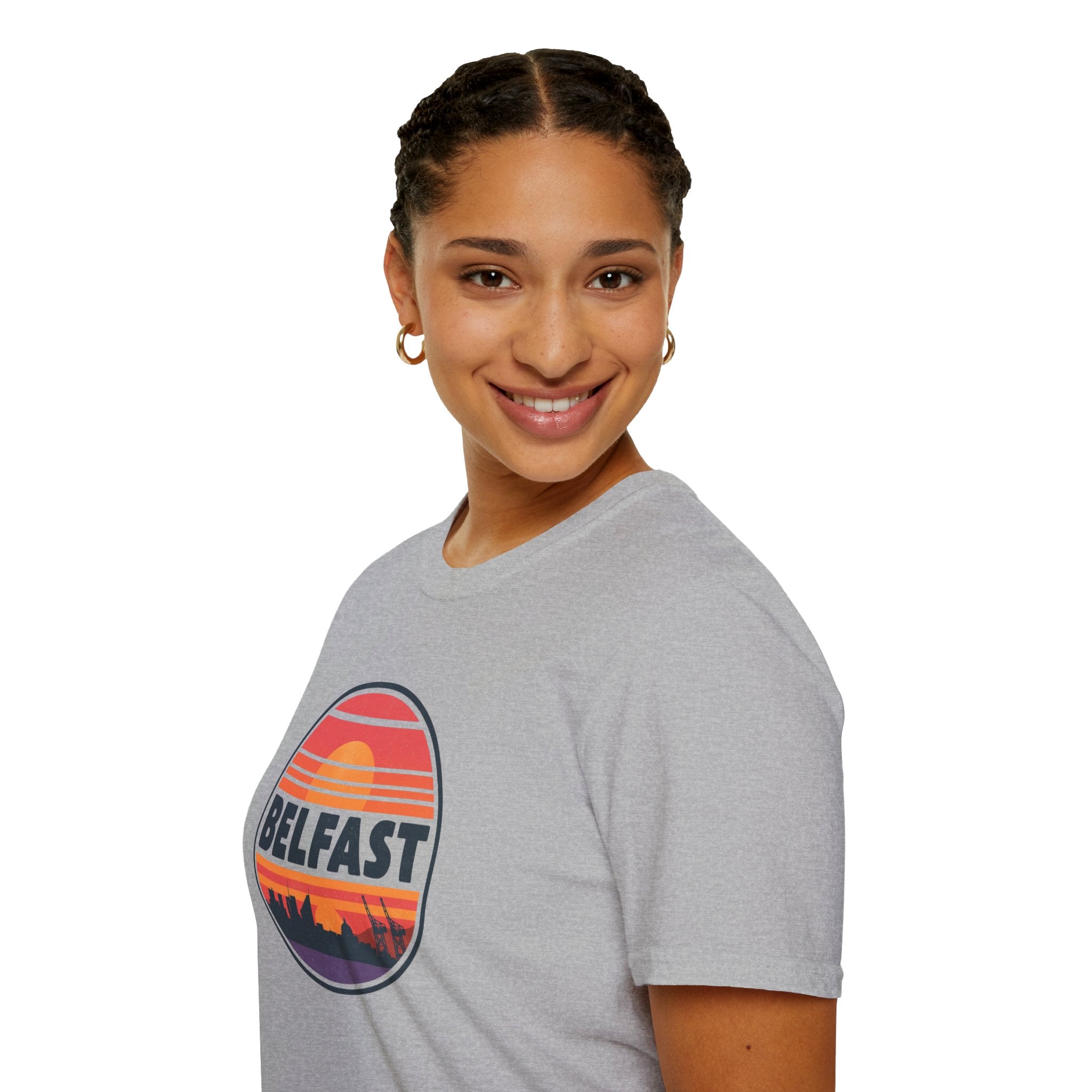 Belfast Sunset T-Shirt — Retro Skyline Graphic Tee