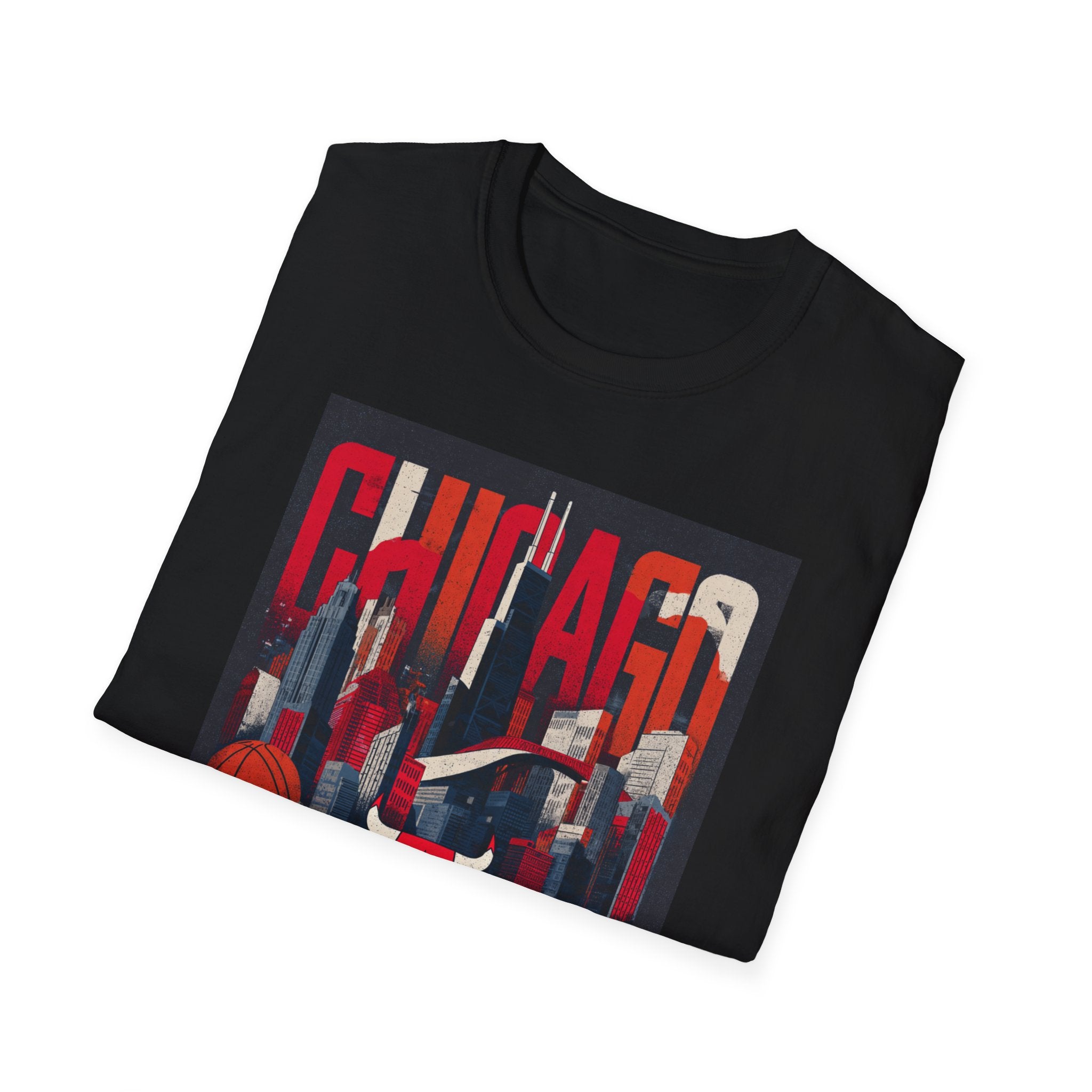 Chicago Bulls Cityscape T-Shirt | Basketball skyline, team logo