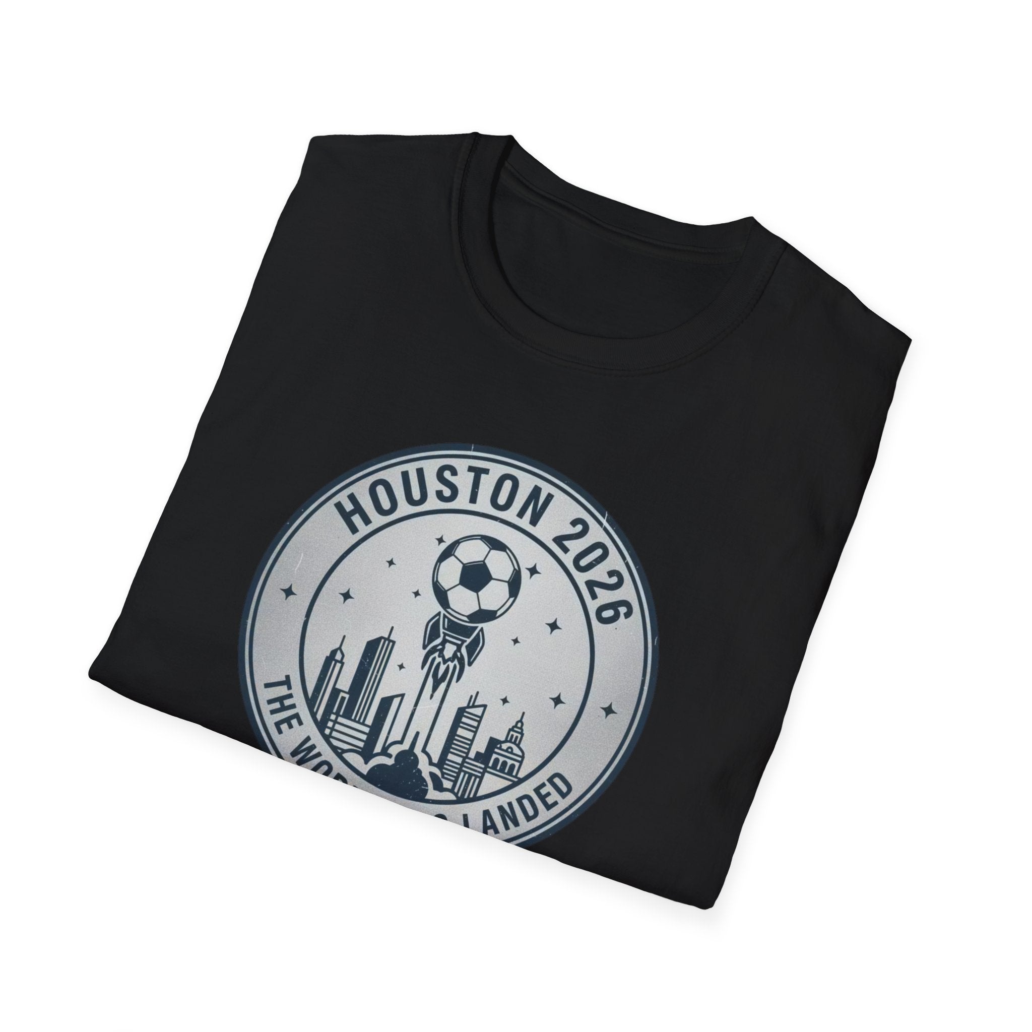 Houston 2026 Soccer Tee — "The World Has Landed" City Crest