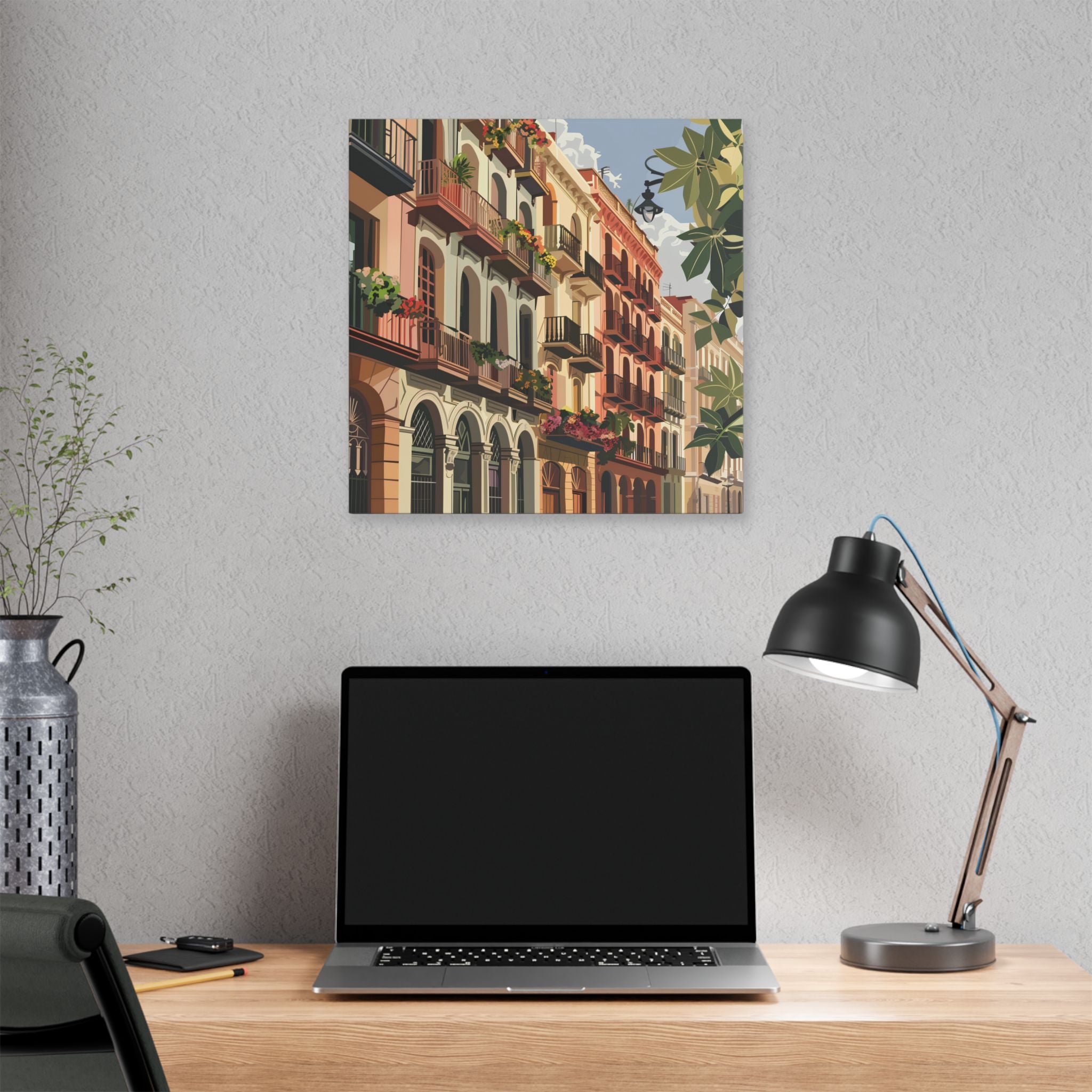 Mediterranean Balcony Street Canvas