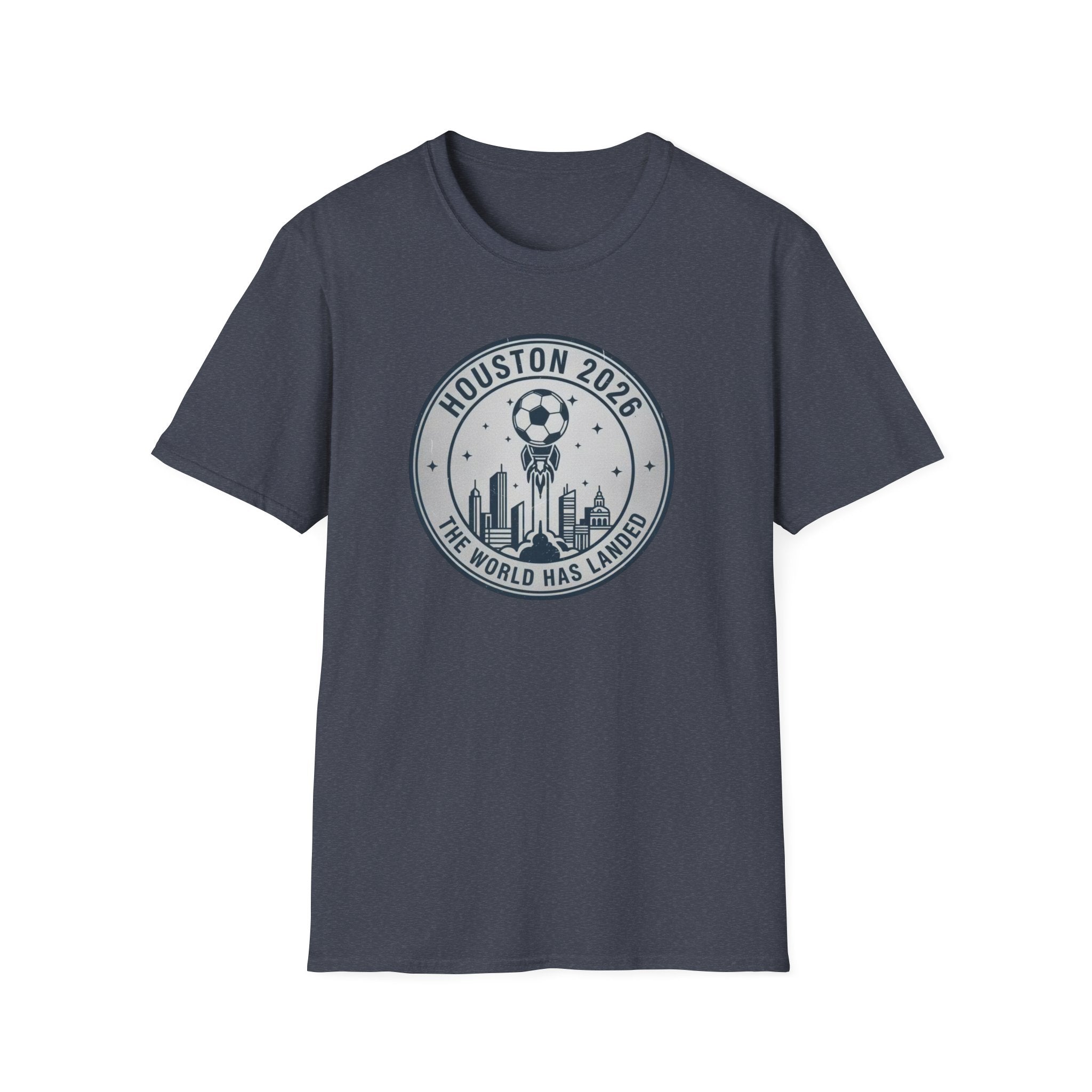 Houston 2026 Soccer Tee — "The World Has Landed" City Crest