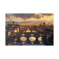 Florence Sunset Canvas Wall Art — Ponte Vecchio Landscape Print