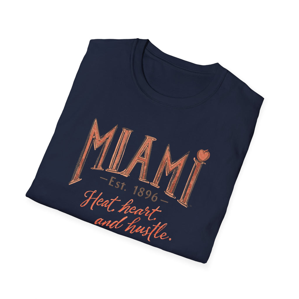 Miami T-Shirt - "Heat, Heart and Hustle" Retro Coastal Graphic Tee