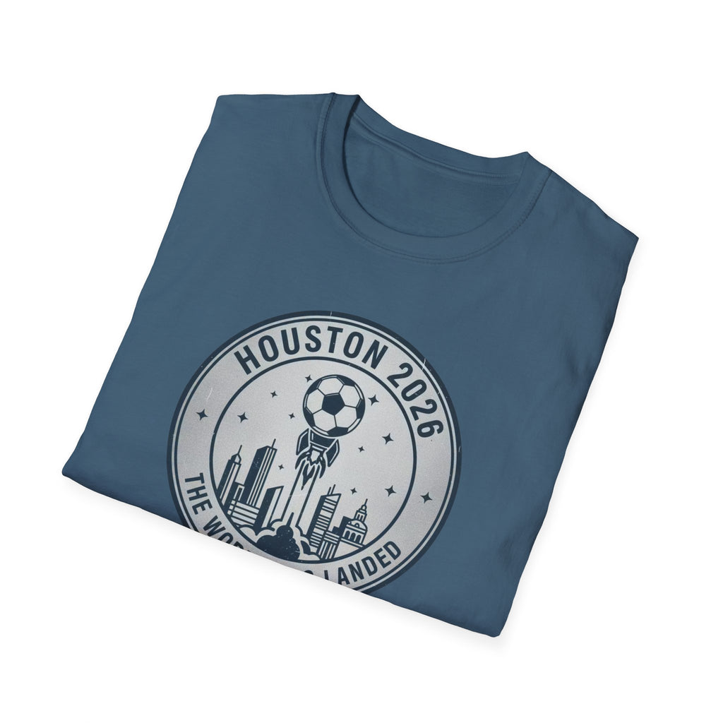 Houston 2026 Soccer Tee — "The World Has Landed" City Crest