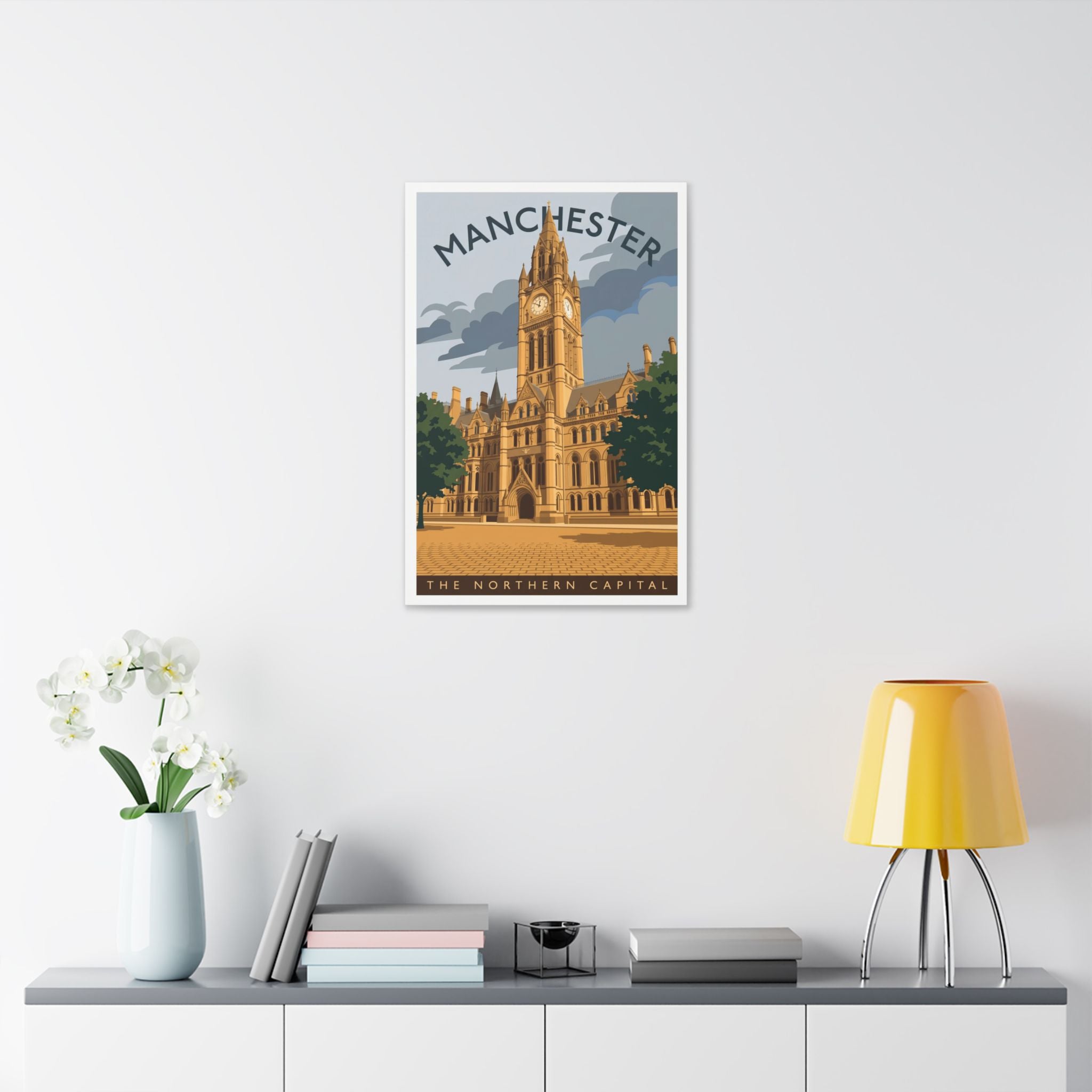 Manchester Vintage Travel Canvas — "The Northern Capital" Stretched Wall Art