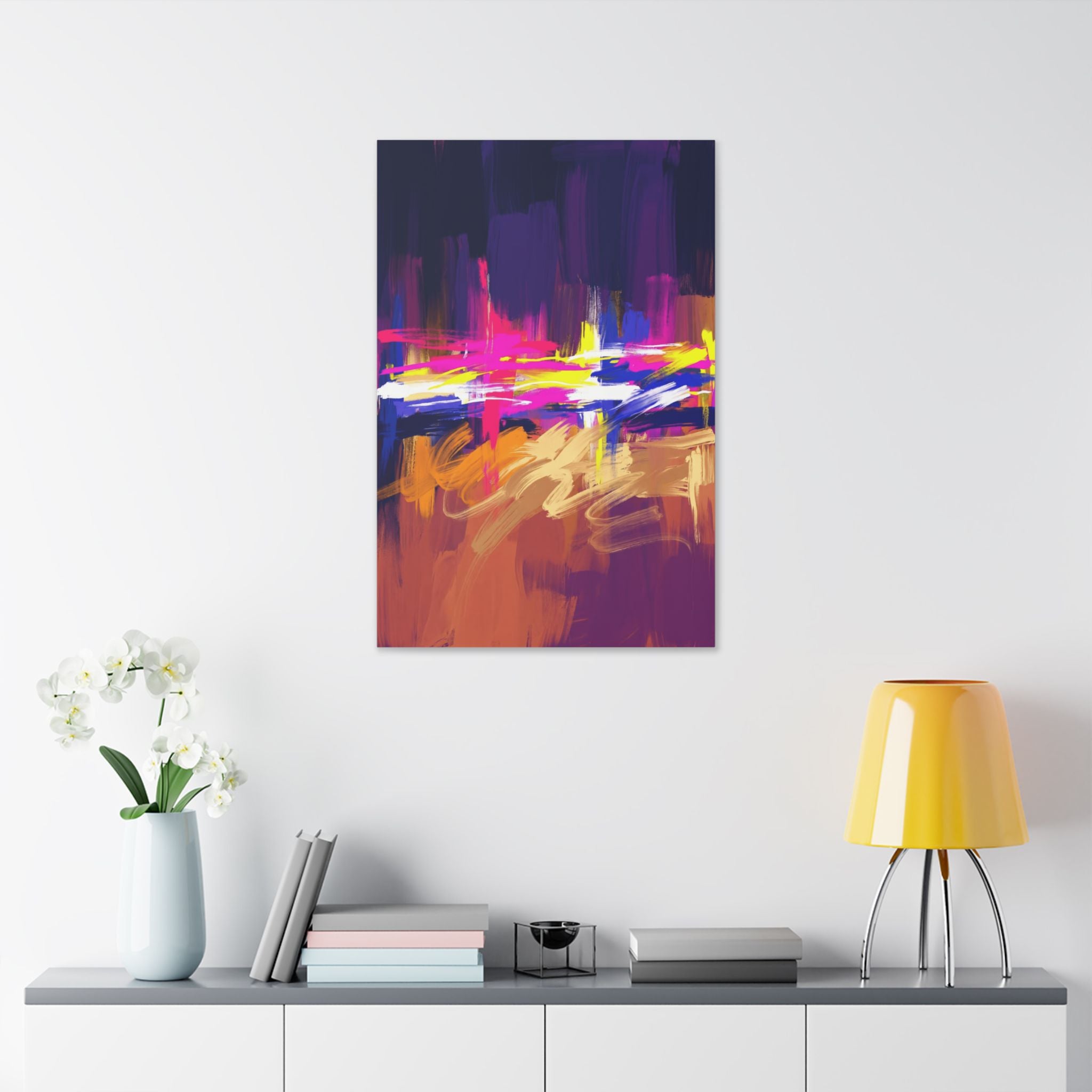 Abstract Neon Horizon inspired by Las Vegas and Mojave Desert contrast Canvas