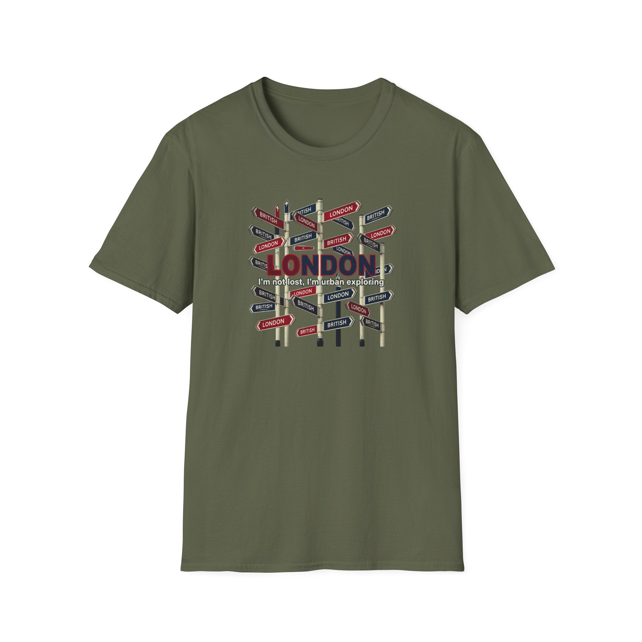 London Street Signs T-Shirt — Vintage Union Jack Directional Graphic