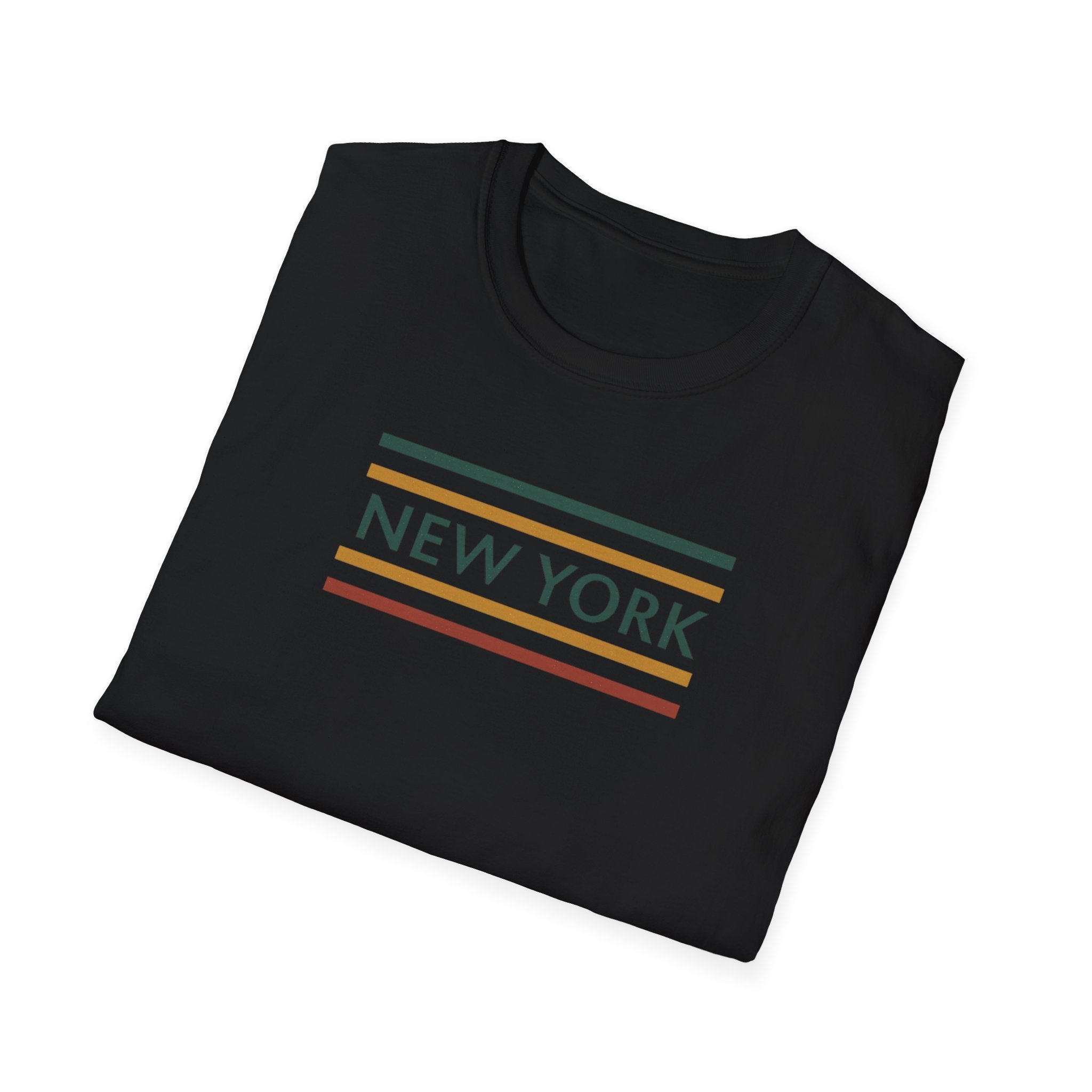 New York Striped Logo T-Shirt | Retro Lines City Design