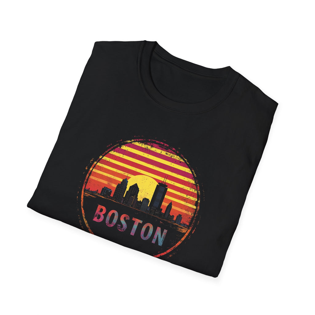 Boston Sunset T-Shirt — Vintage Skyline Retro Tee