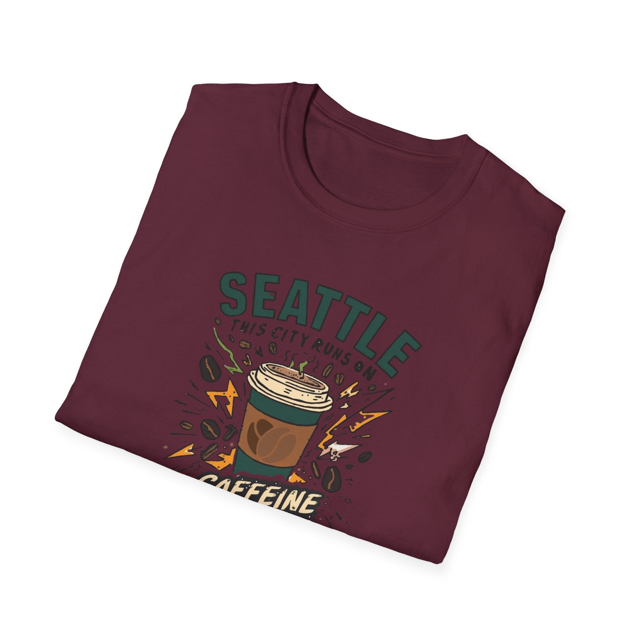 Seattle Caffeine Chaos T-Shirt – This City Runs on Coffee Graphic Tee