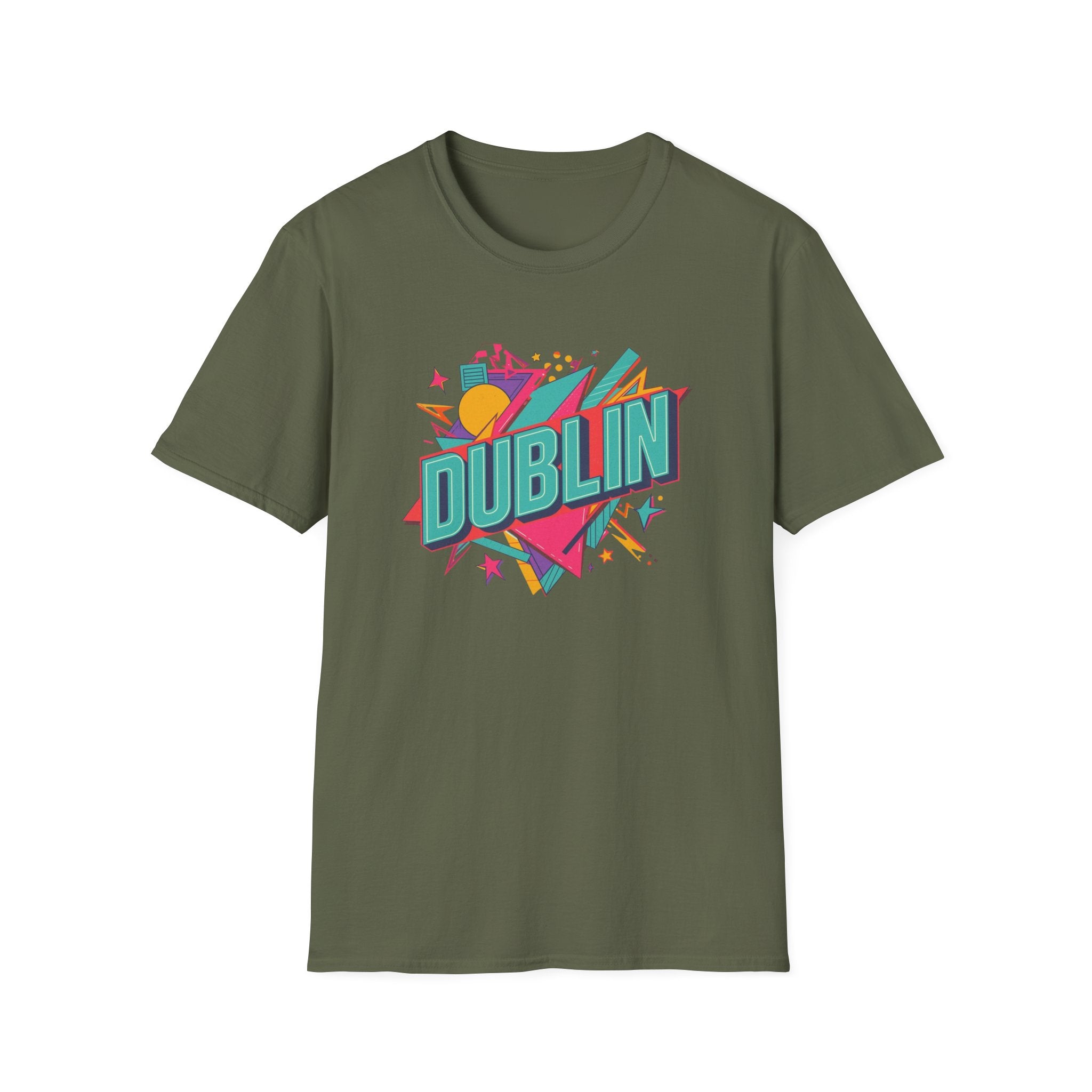Dublin Retro Graphic T-Shirt — Bright 80s Style City Souvenir